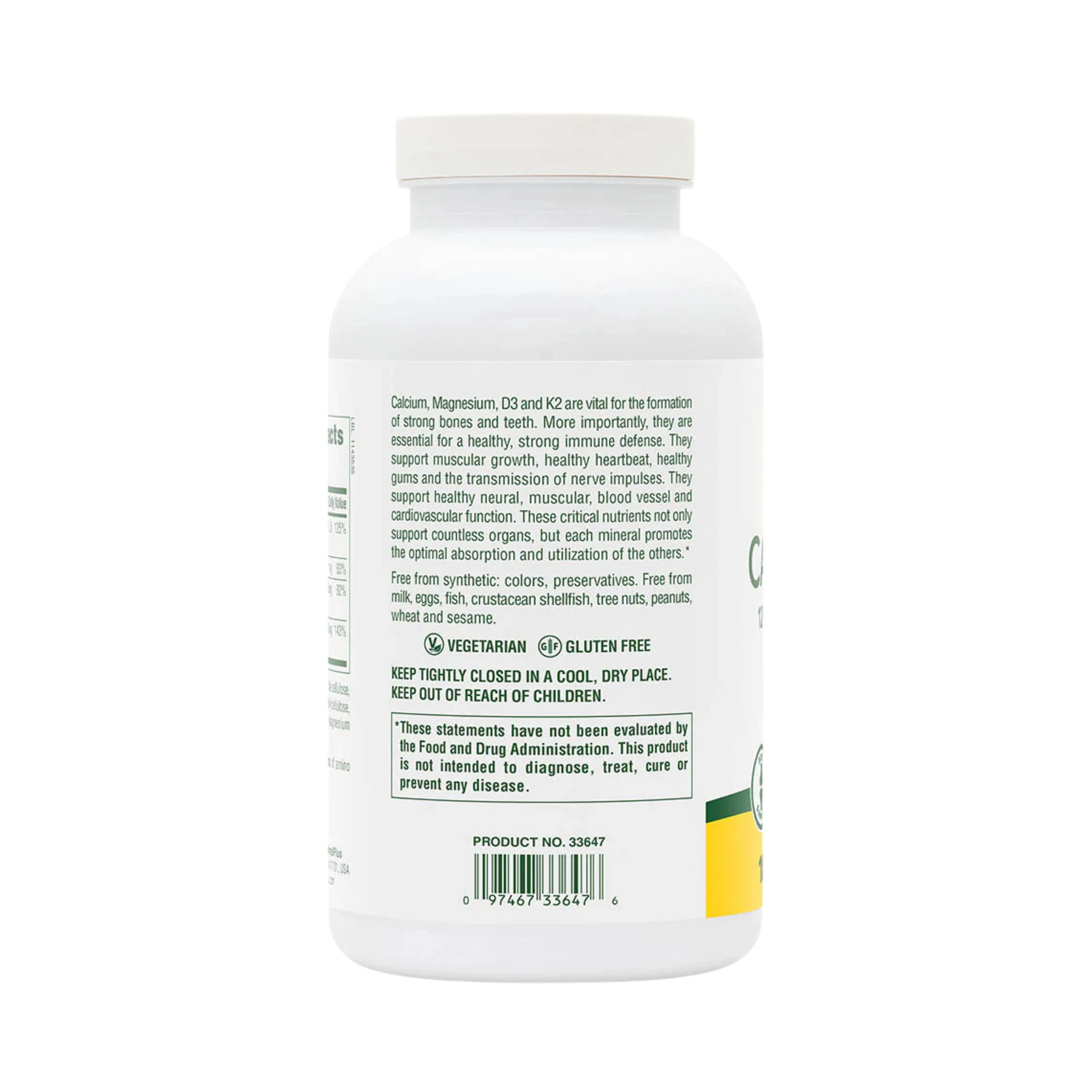 NaturesPlus, Cal/Mag/Vit D3 with Vitamin K2, 180 Tablets