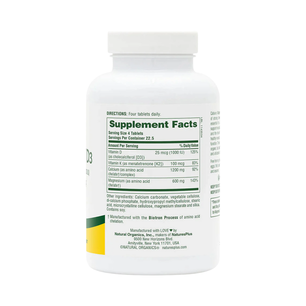 NaturesPlus, Cal/Mag/Vit D3 with Vitamin K2, 90 Tablets