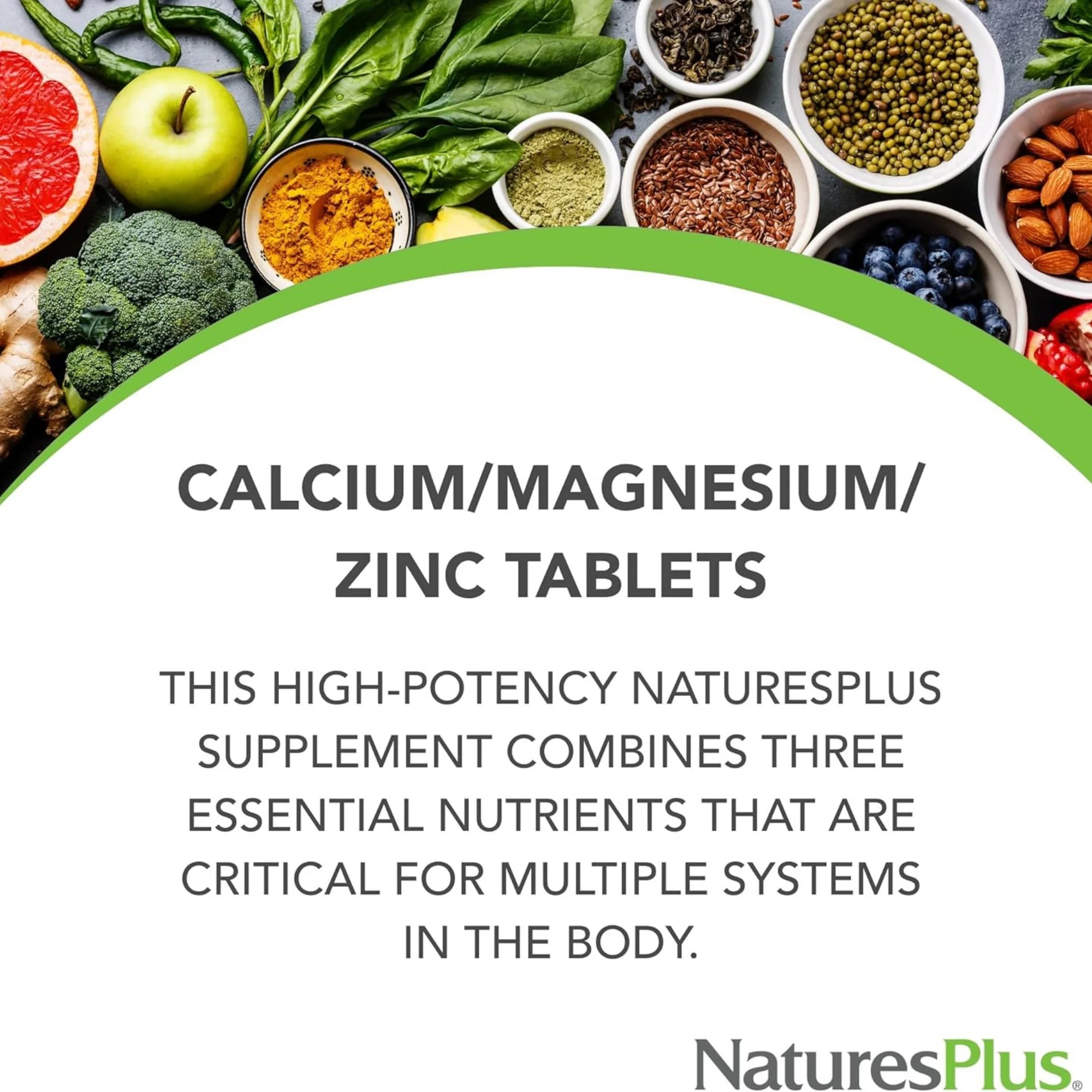 NaturesPlus, Cal/Mag Zinc, 180 Tablets