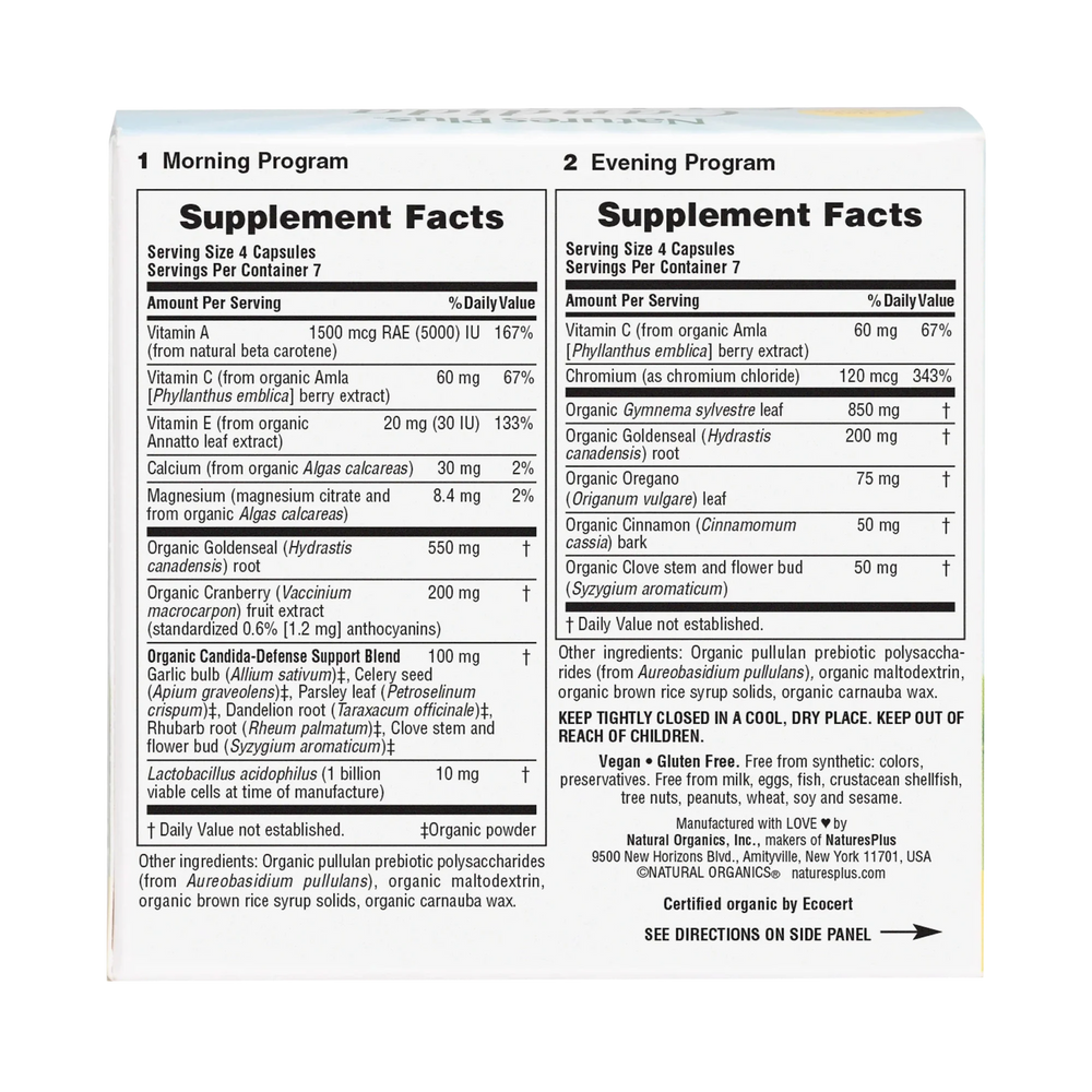 NaturesPlus, Candida Cleanse, 7 Day Program, 2 Bottles, 28 Capsules Each