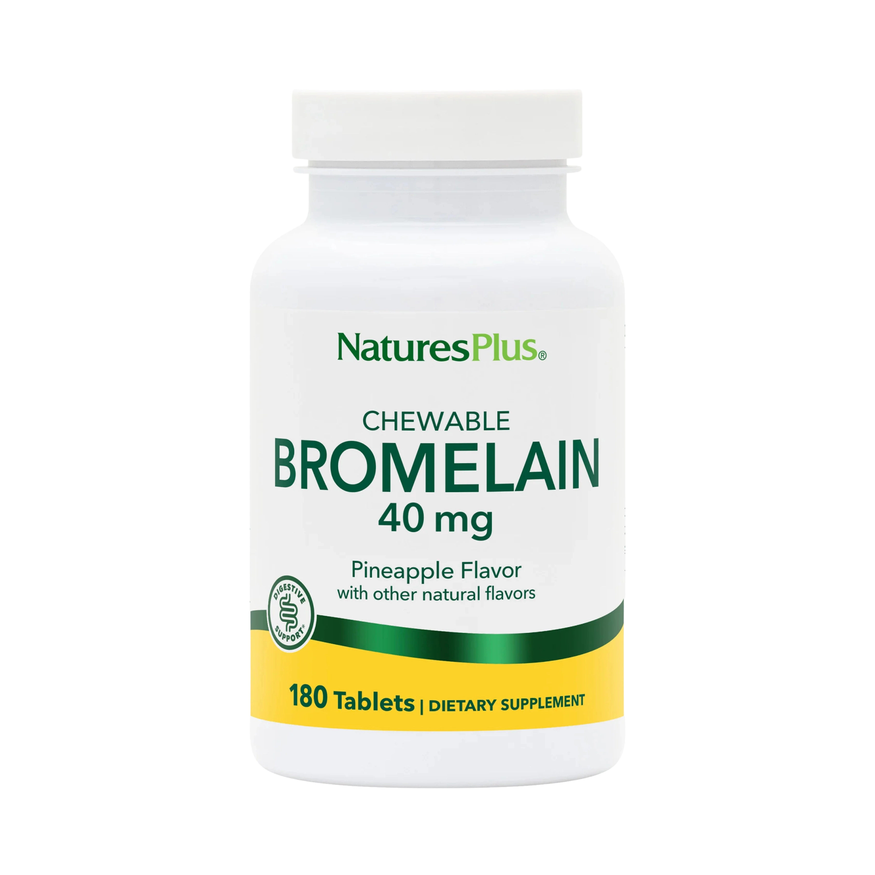 NaturesPlus, Chewable Bromelain, Pineapple, 40 Mg, 180 Tablets