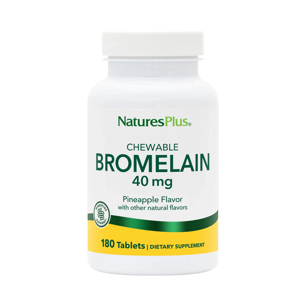 NaturesPlus, Chewable Bromelain, Pineapple, 40 Mg, 180 Tablets