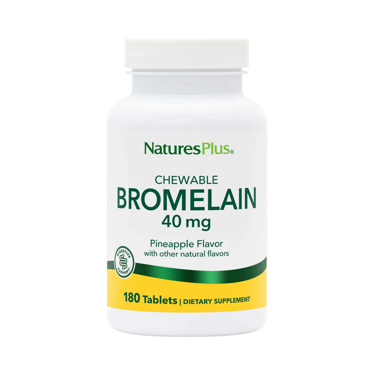 NaturesPlus, Chewable Bromelain, Pineapple, 40 Mg, 180 Tablets