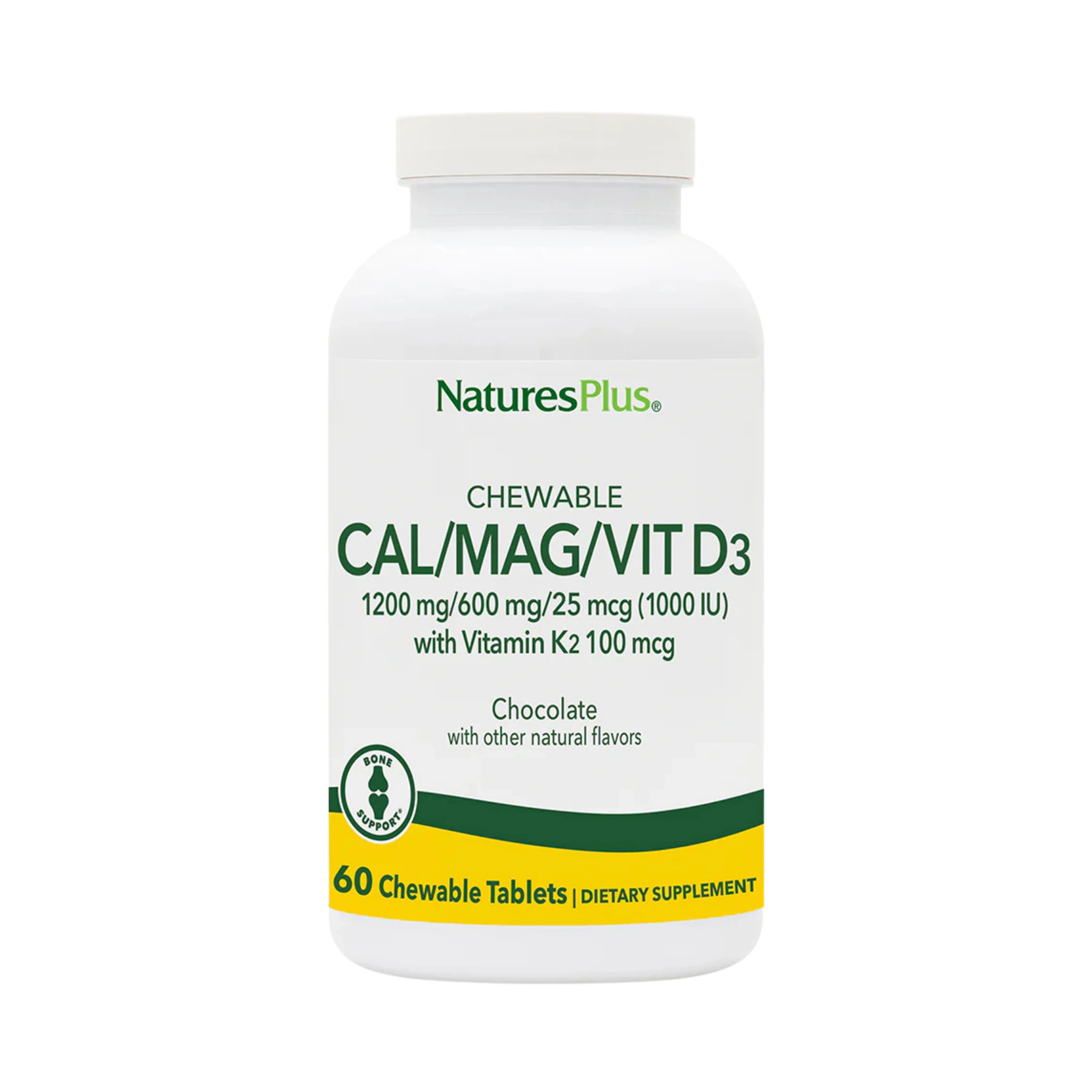 NaturesPlus, Chewable Cal/Mag/Vit D3, Chocolate, 60 Chewable Tablets