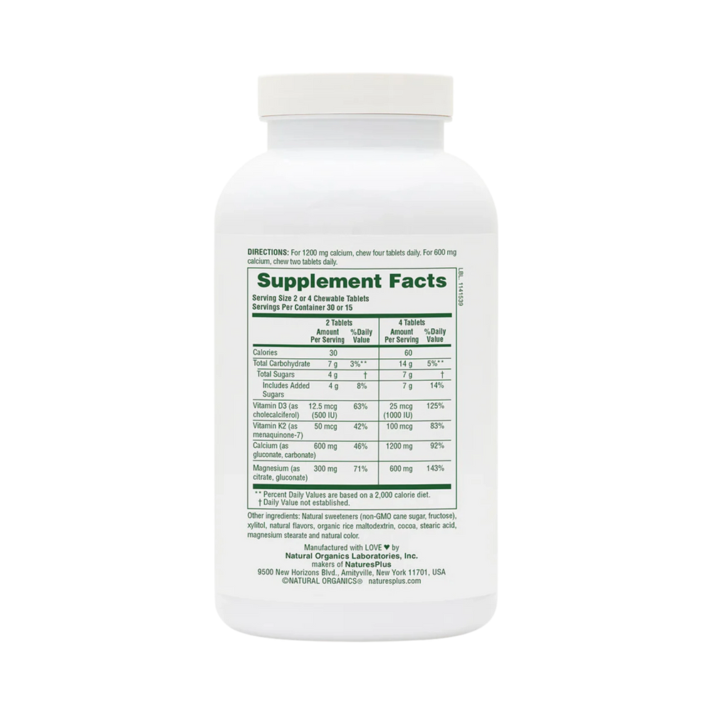NaturesPlus, Chewable Cal/Mag/Vit D3, Chocolate, 60 Chewable Tablets