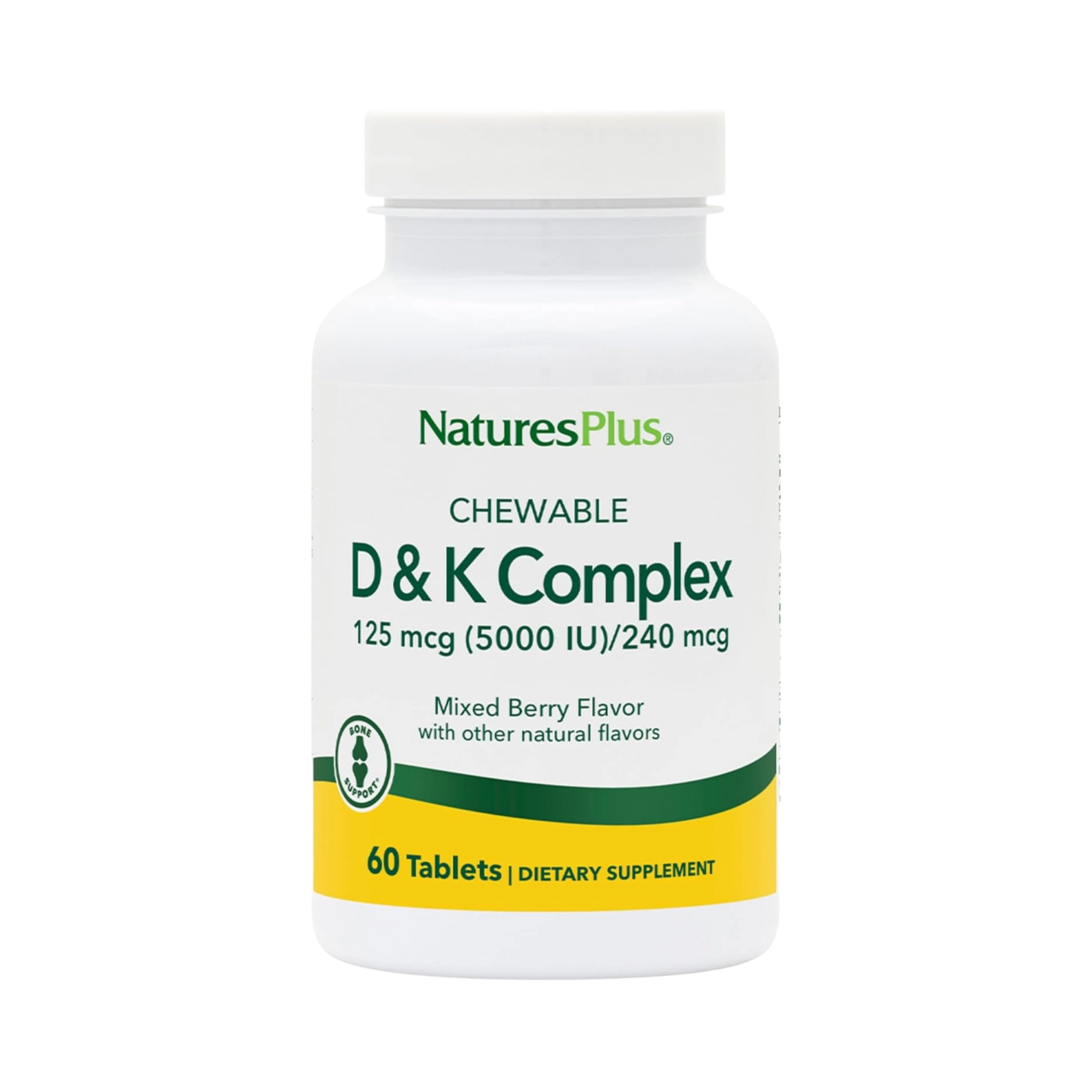 NaturesPlus, Chewable D & K Complex, Mixed Berry, 60 Tablets