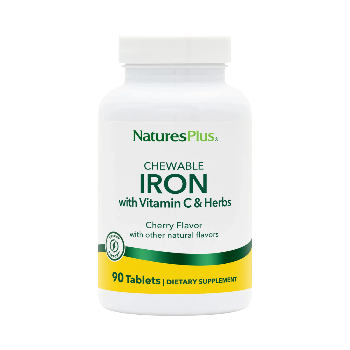 NaturesPlus, Chewable Iron with Vitamin C and Herbs, Cherry, 90 Tablets
