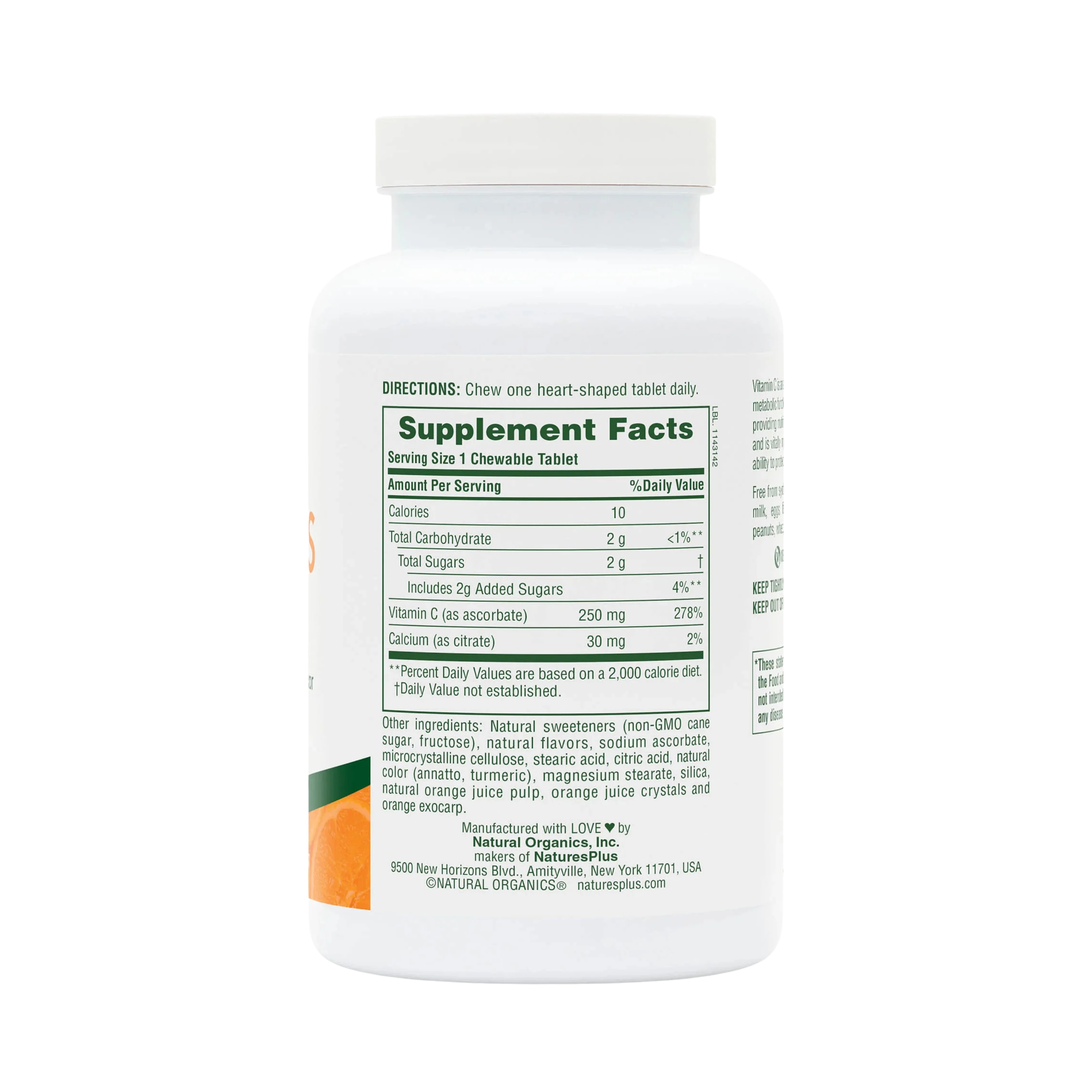 NaturesPlus, Chewable Love Buffs, Vitamin C, Natural Orange, 250 Mg, 90 Tablets