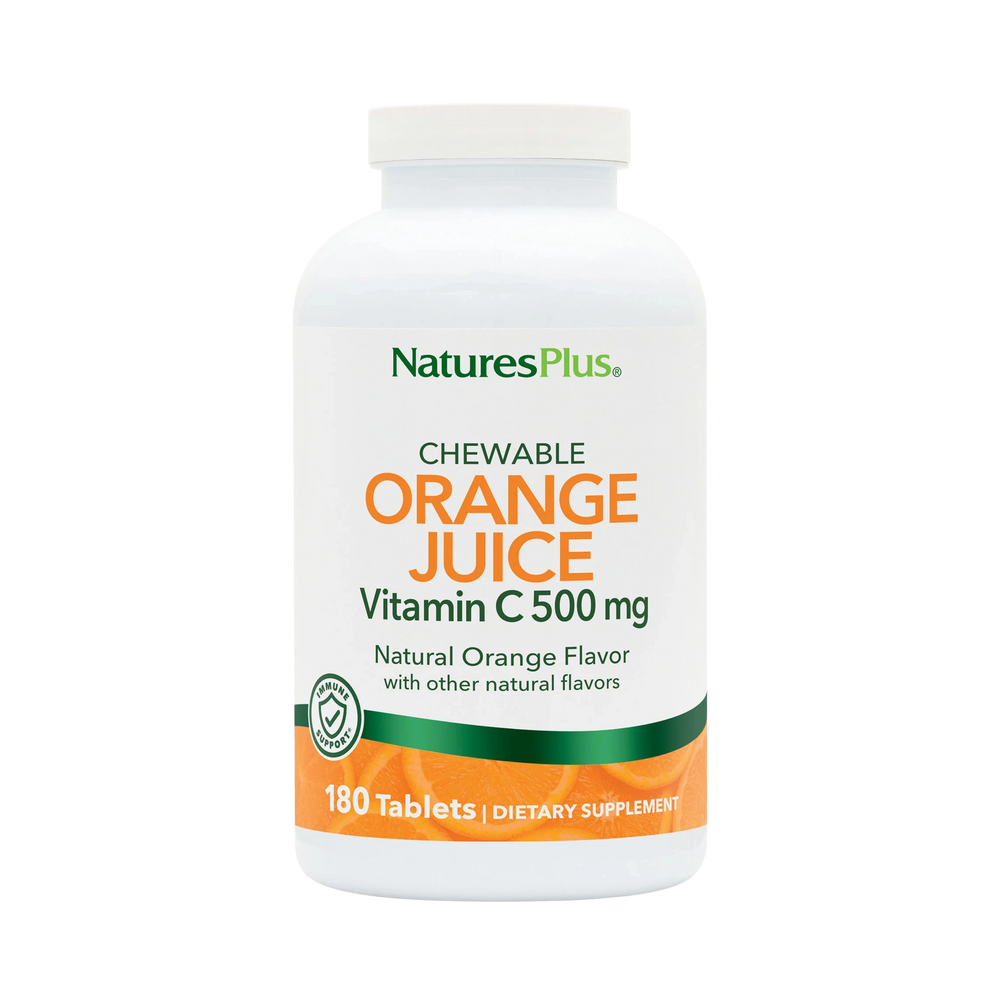 NaturesPlus, Chewable Orange Juice, Vitamin C, Natural Orange, 500 Mg, 180 Tablets