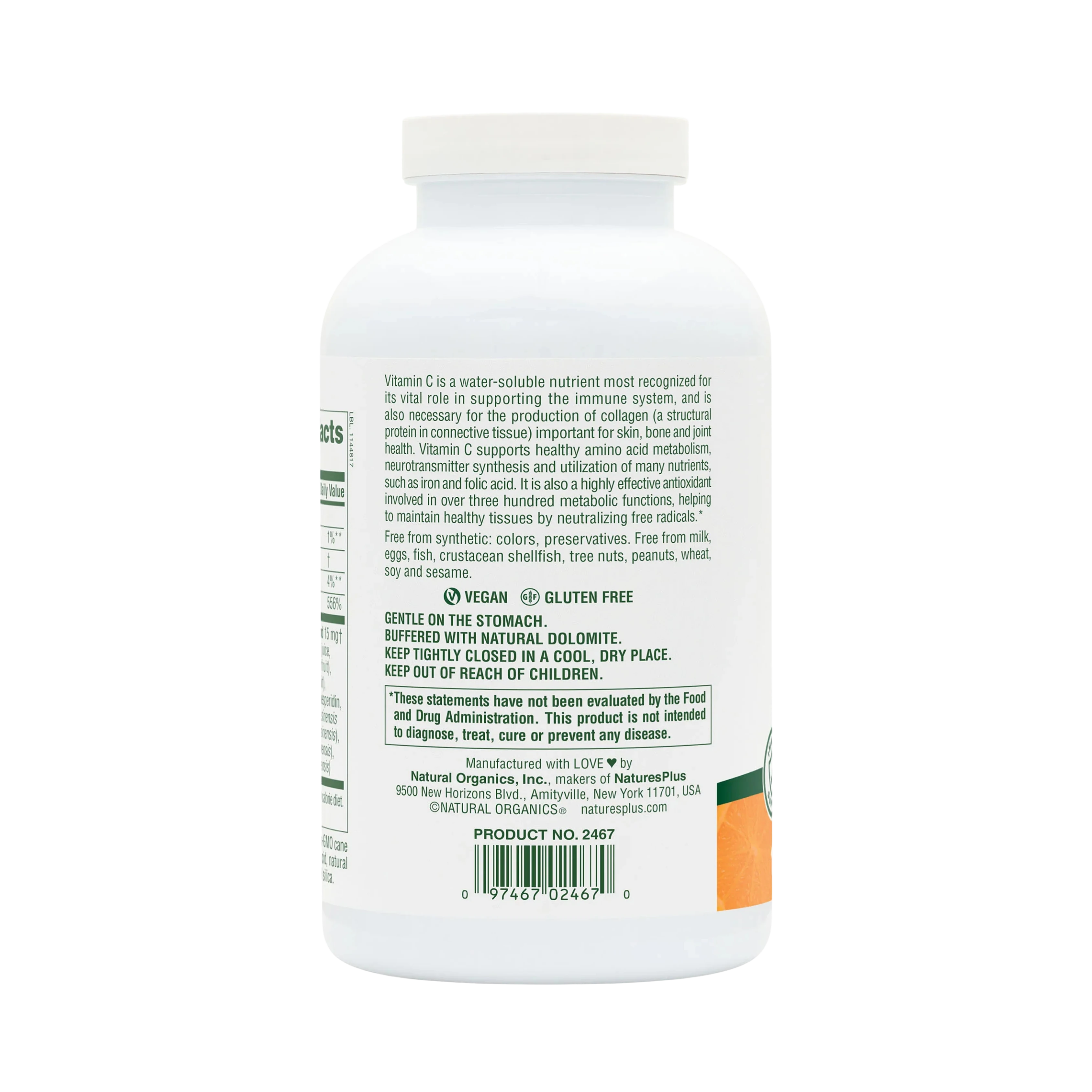 NaturesPlus, Chewable Orange Juice, Vitamin C, Natural Orange, 500 Mg, 180 Tablets
