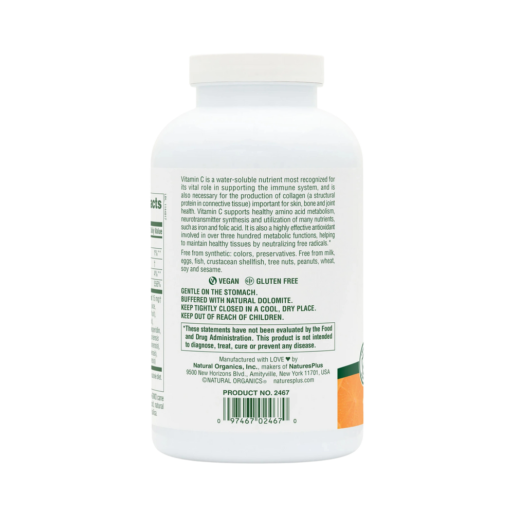 NaturesPlus, Chewable Orange Juice, Vitamin C, Natural Orange, 500 Mg, 180 Tablets