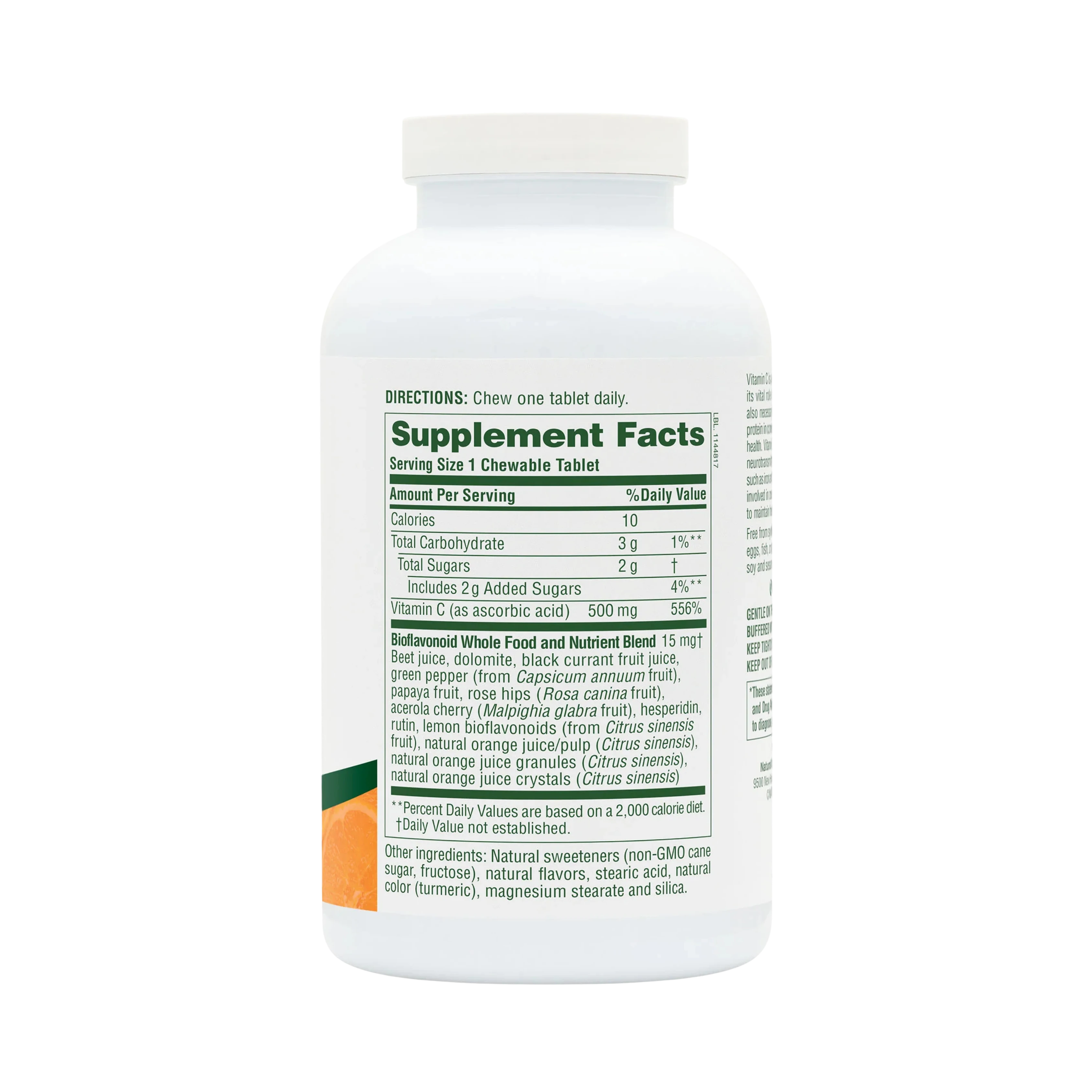 NaturesPlus, Chewable Orange Juice, Vitamin C, Natural Orange, 500 Mg, 180 Tablets