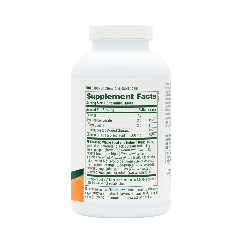 NaturesPlus, Chewable Orange Juice, Vitamin C, Natural Orange, 500 Mg, 180 Tablets