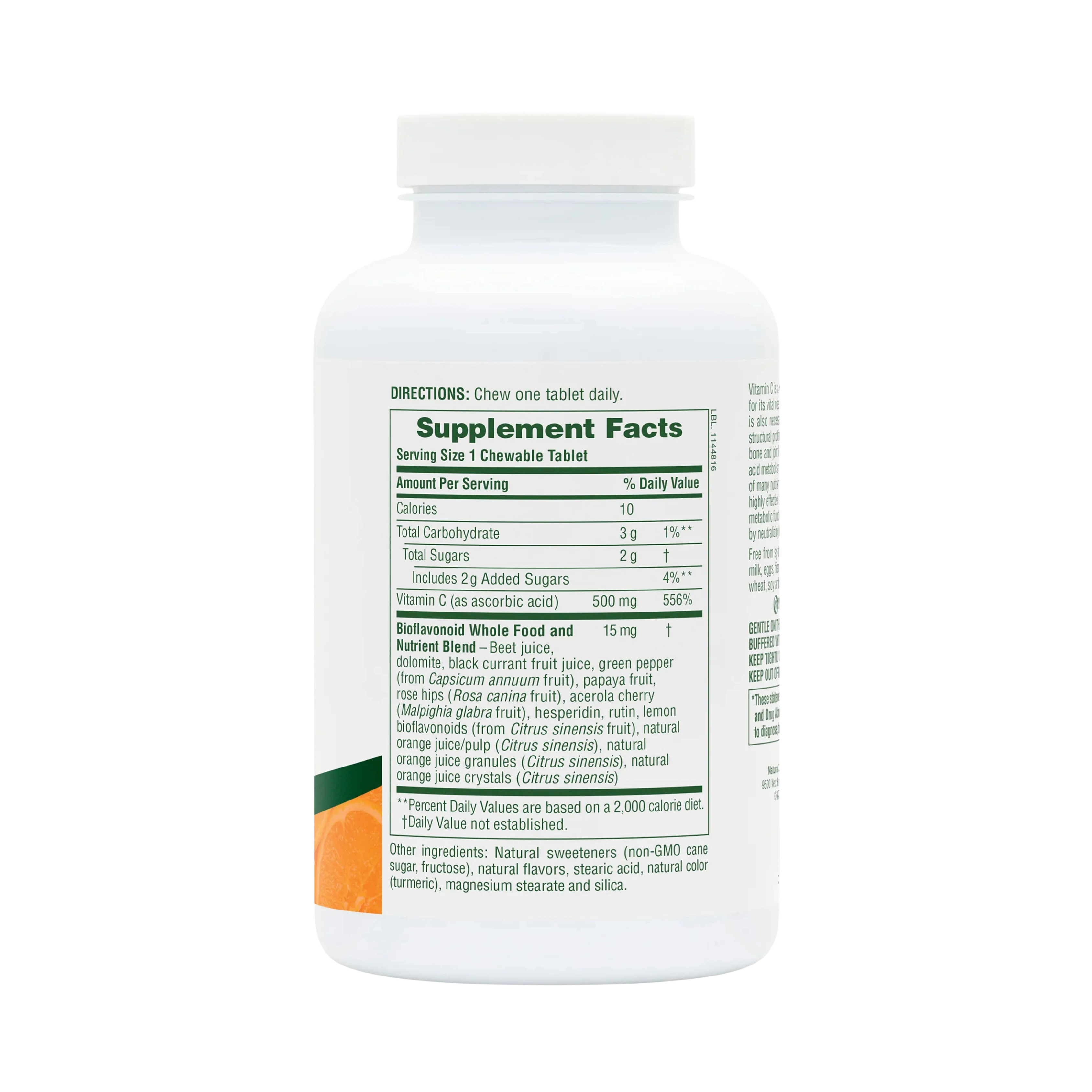 NaturesPlus, Chewable Orange Juice, Vitamin C, Natural Orange, 500 Mg, 90 Tablets