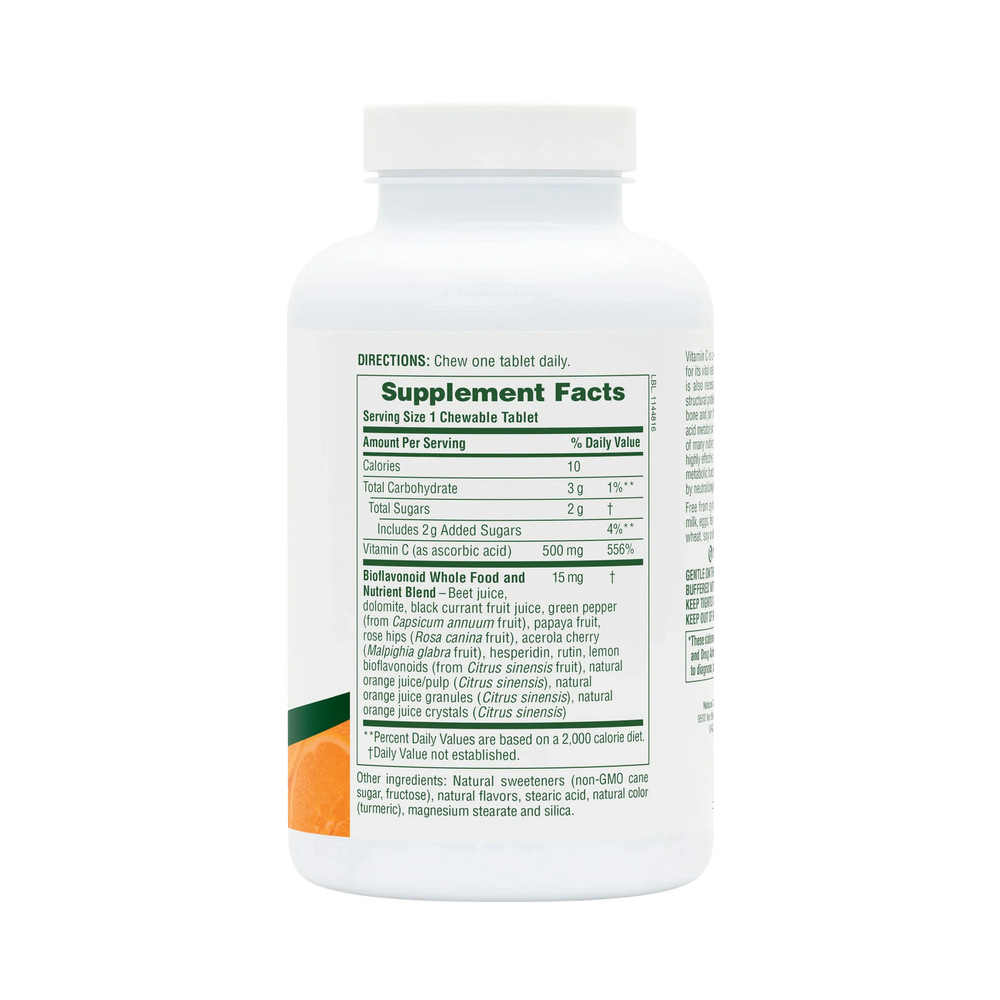 NaturesPlus, Chewable Orange Juice, Vitamin C, Natural Orange, 500 Mg, 90 Tablets