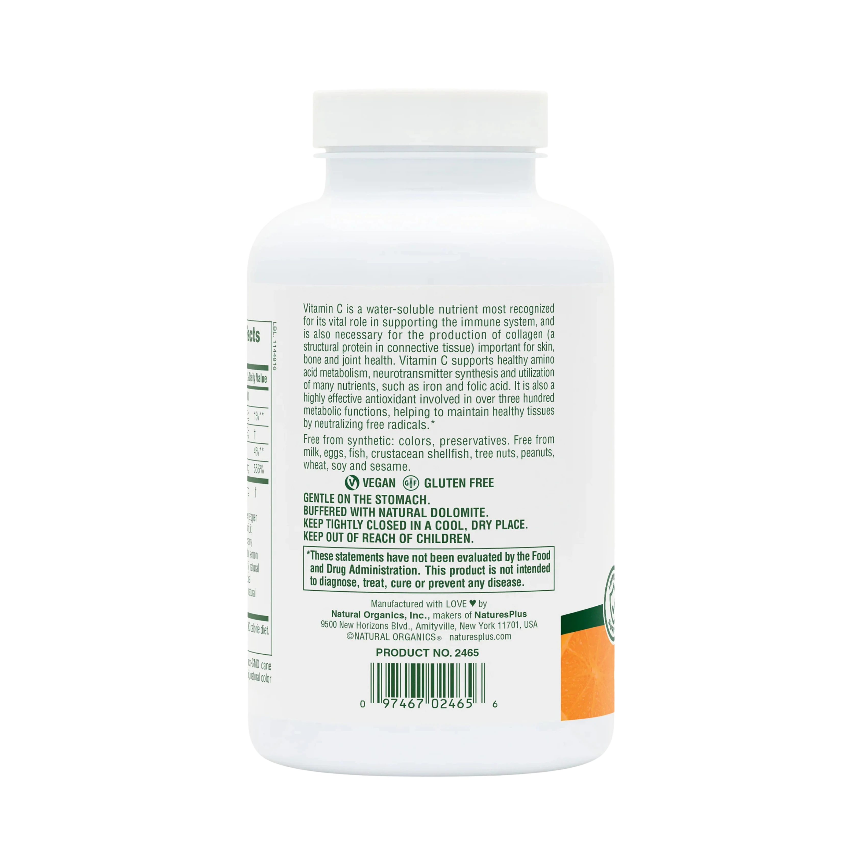 NaturesPlus, Chewable Orange Juice, Vitamin C, Natural Orange, 500 Mg, 90 Tablets