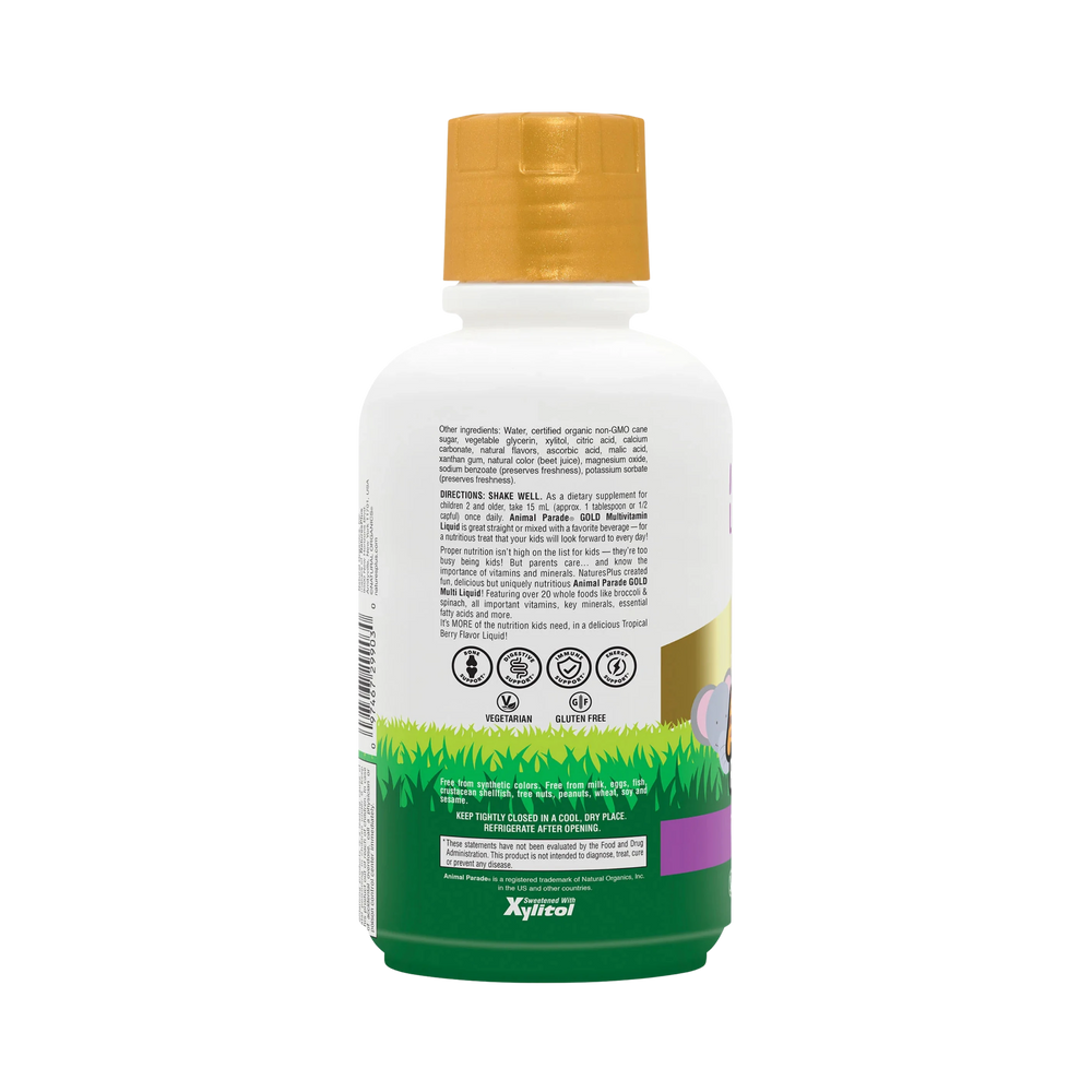 NaturesPlus, Children's Animal Parade Gold Multivitamin Liquid, Tropical Berry, 16 Fl Oz