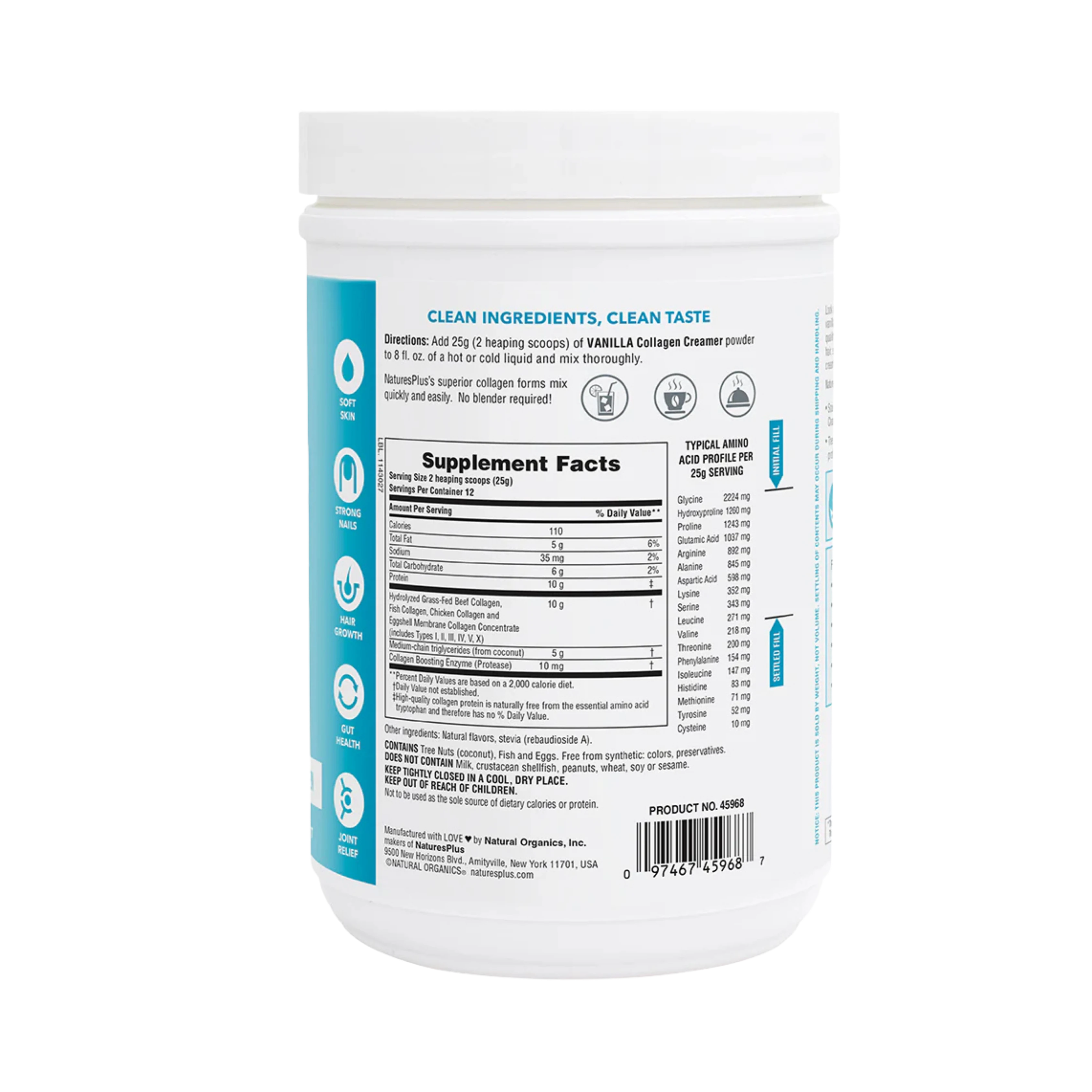 NaturesPlus, Collagen Creamer, Vanilla, 0.66 Lb
