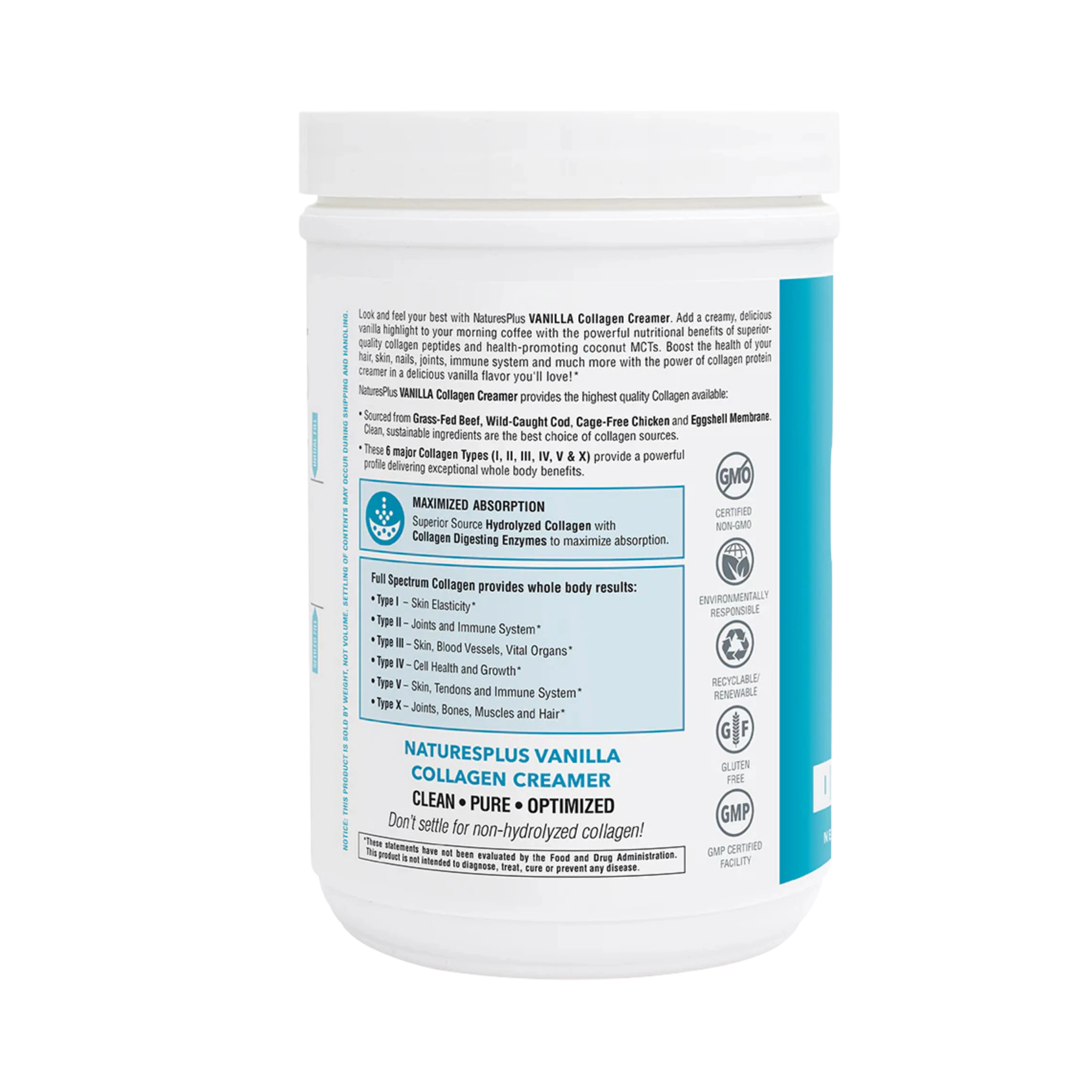 NaturesPlus, Collagen Creamer, Vanilla, 0.66 Lb