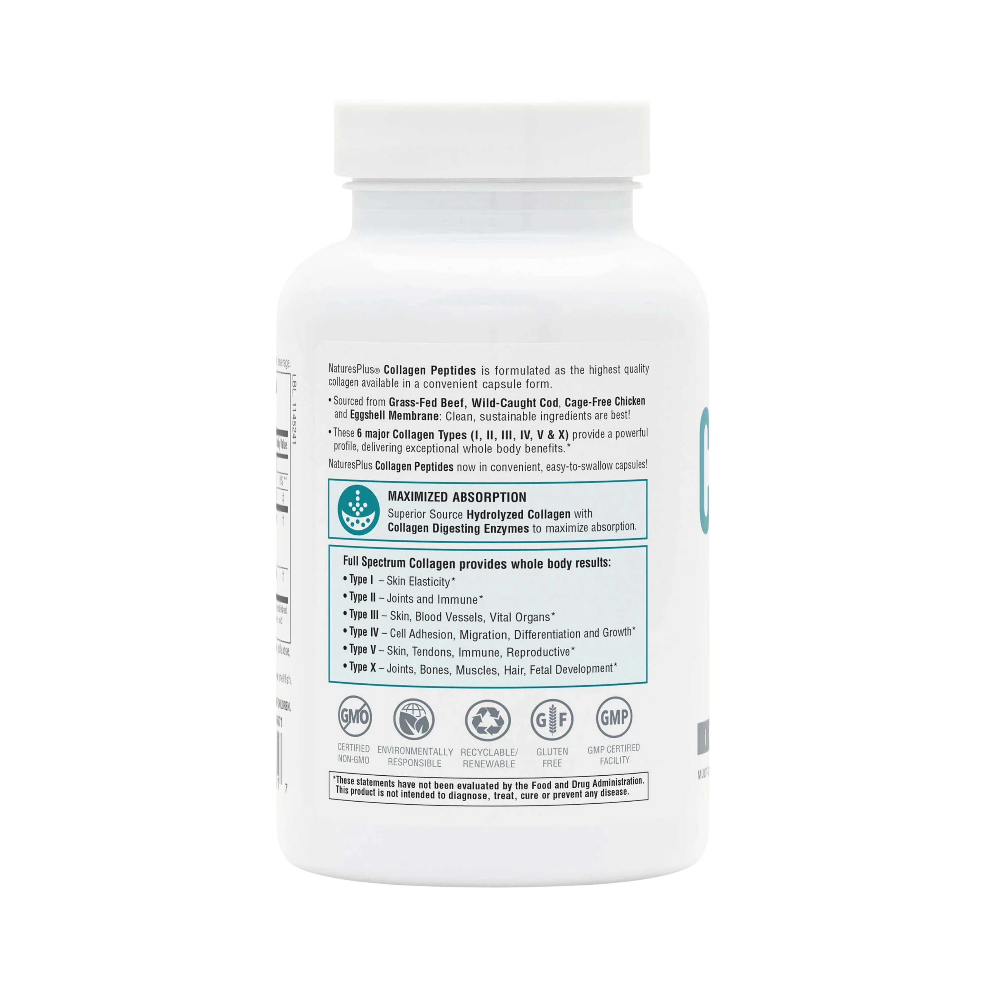 NaturesPlus, Collagen Peptides, 120 Capsules