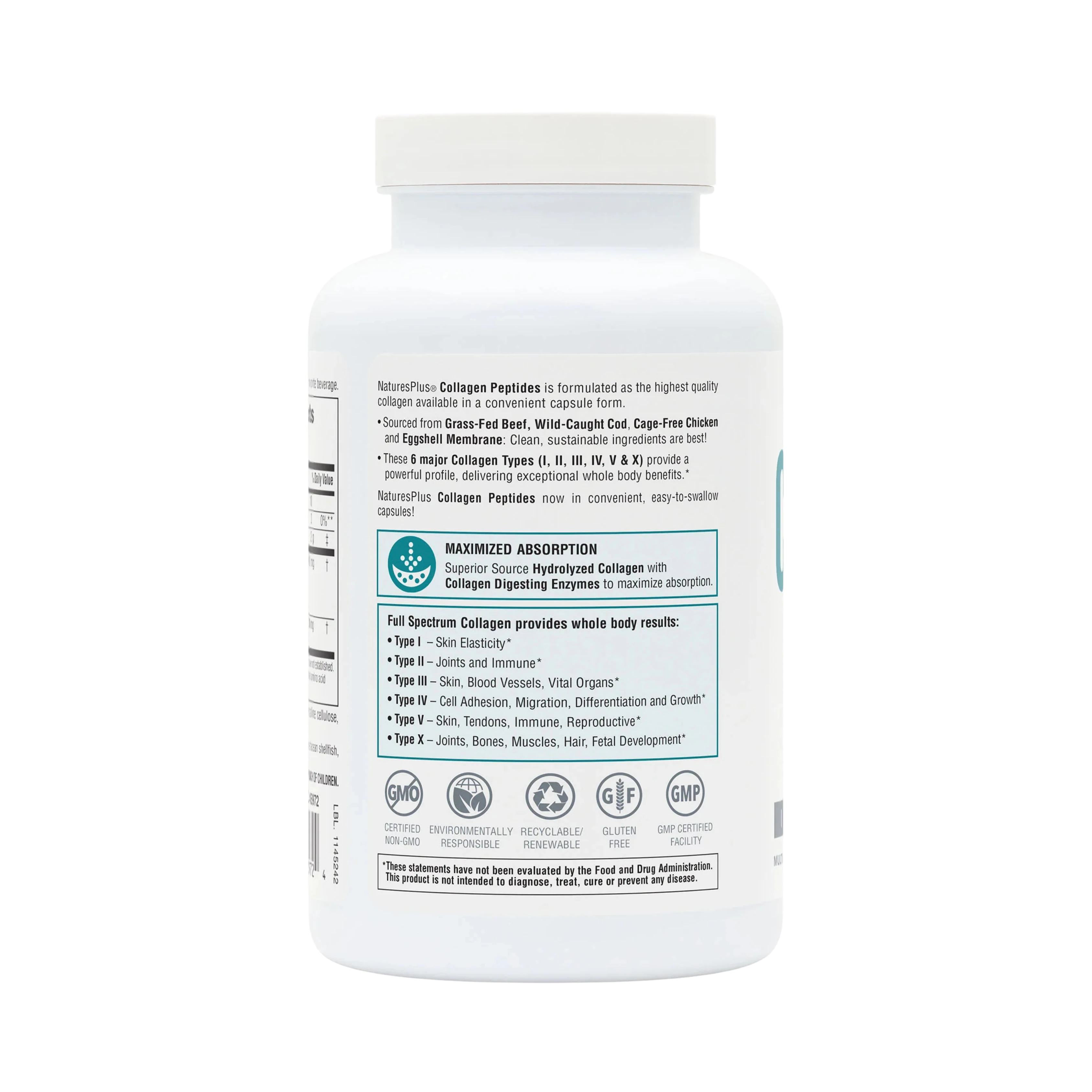 NaturesPlus, Collagen Peptides, 240 Capsules