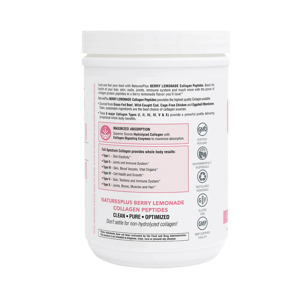NaturesPlus, Collagen Peptides, Berry Lemonade, 0.8 Lbs