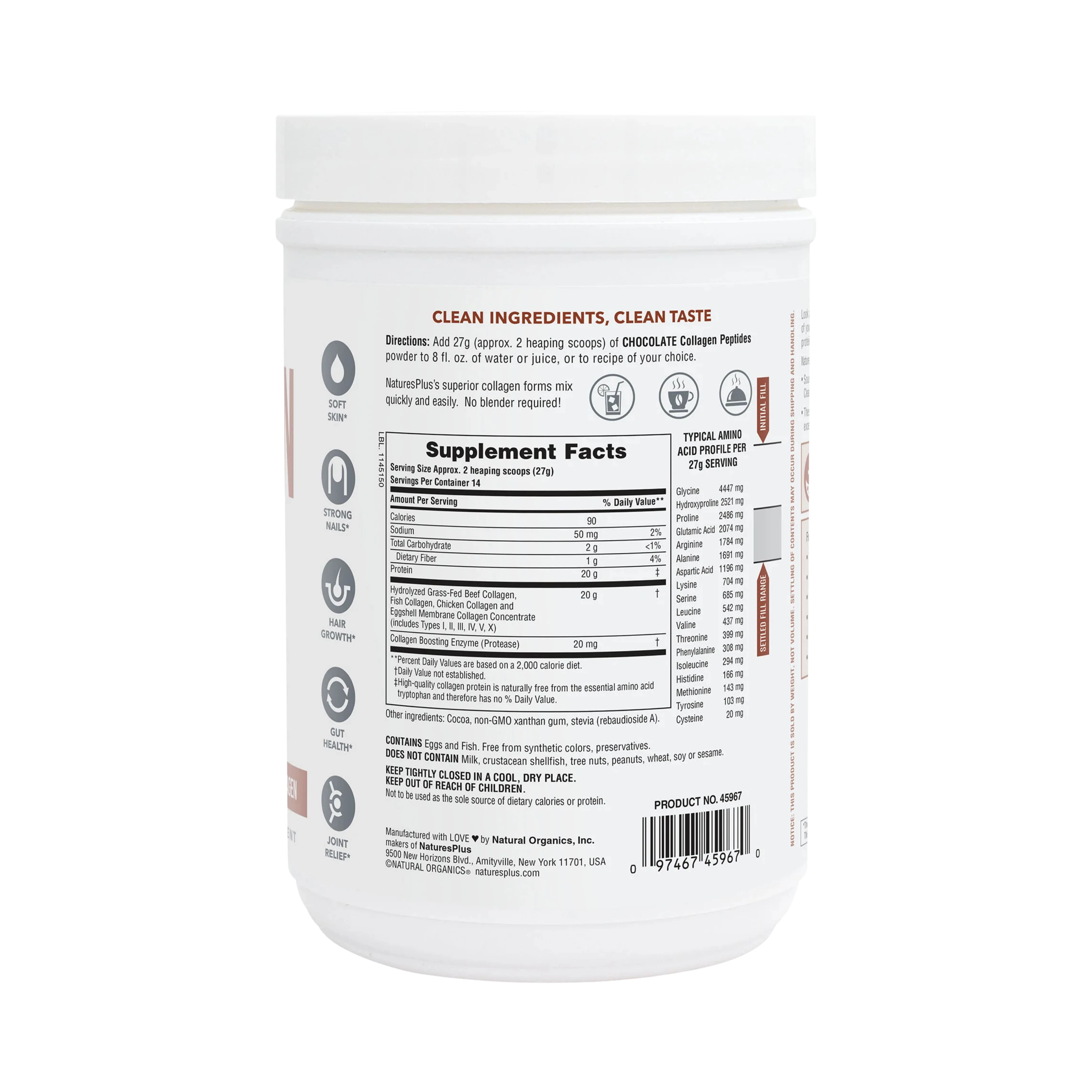 NaturesPlus, Collagen Peptides, Chocolate, 0.83 Lb