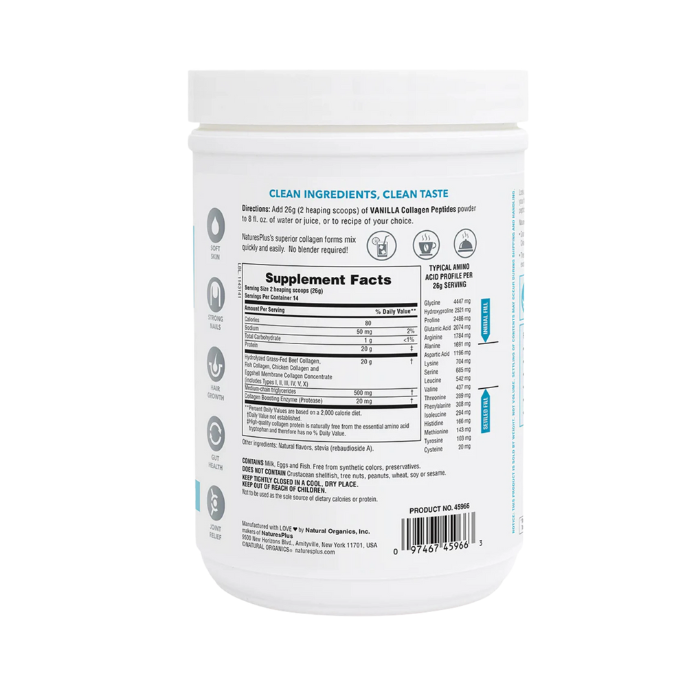 NaturesPlus, Collagen Peptides, Vanilla, 0.8 Lb