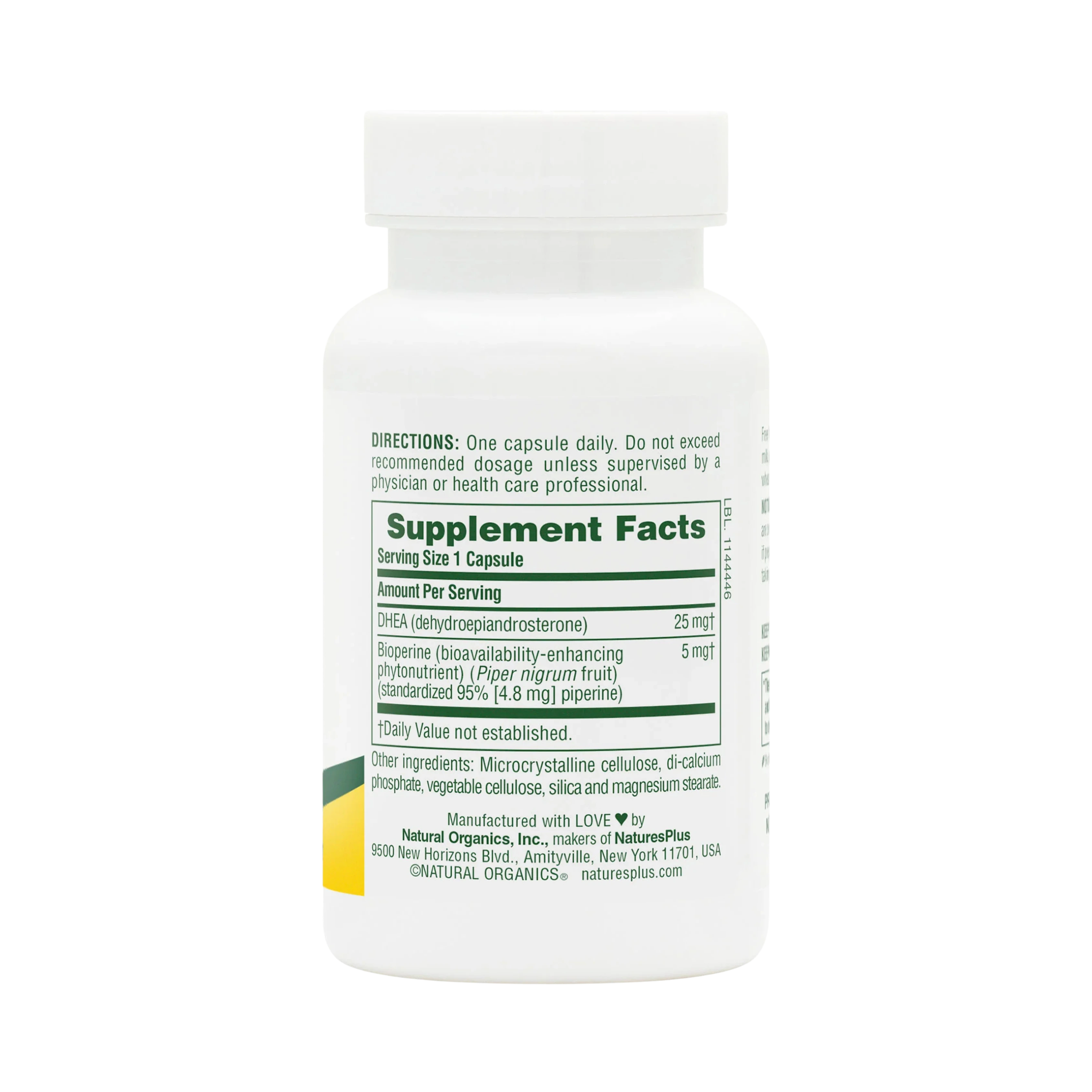 NaturesPlus, DHEA-25 with Bioperine, 60 Capsules