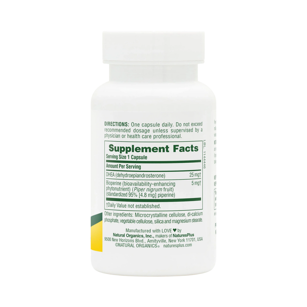 NaturesPlus, DHEA-25 with Bioperine, 60 Capsules