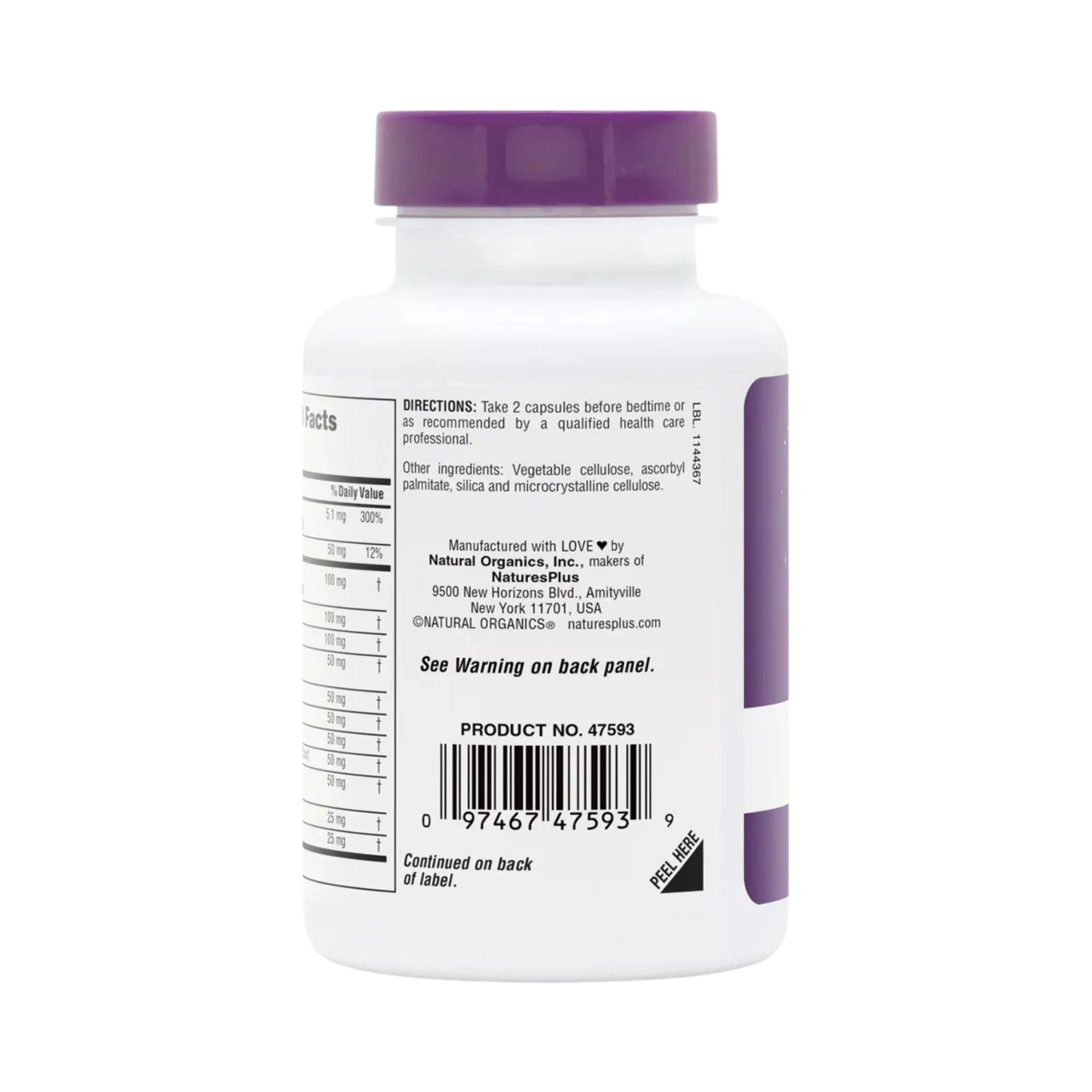 NaturesPlus, Dreaminol, Stress & Sleep Complex, Melatonin Free, 60 Capsules