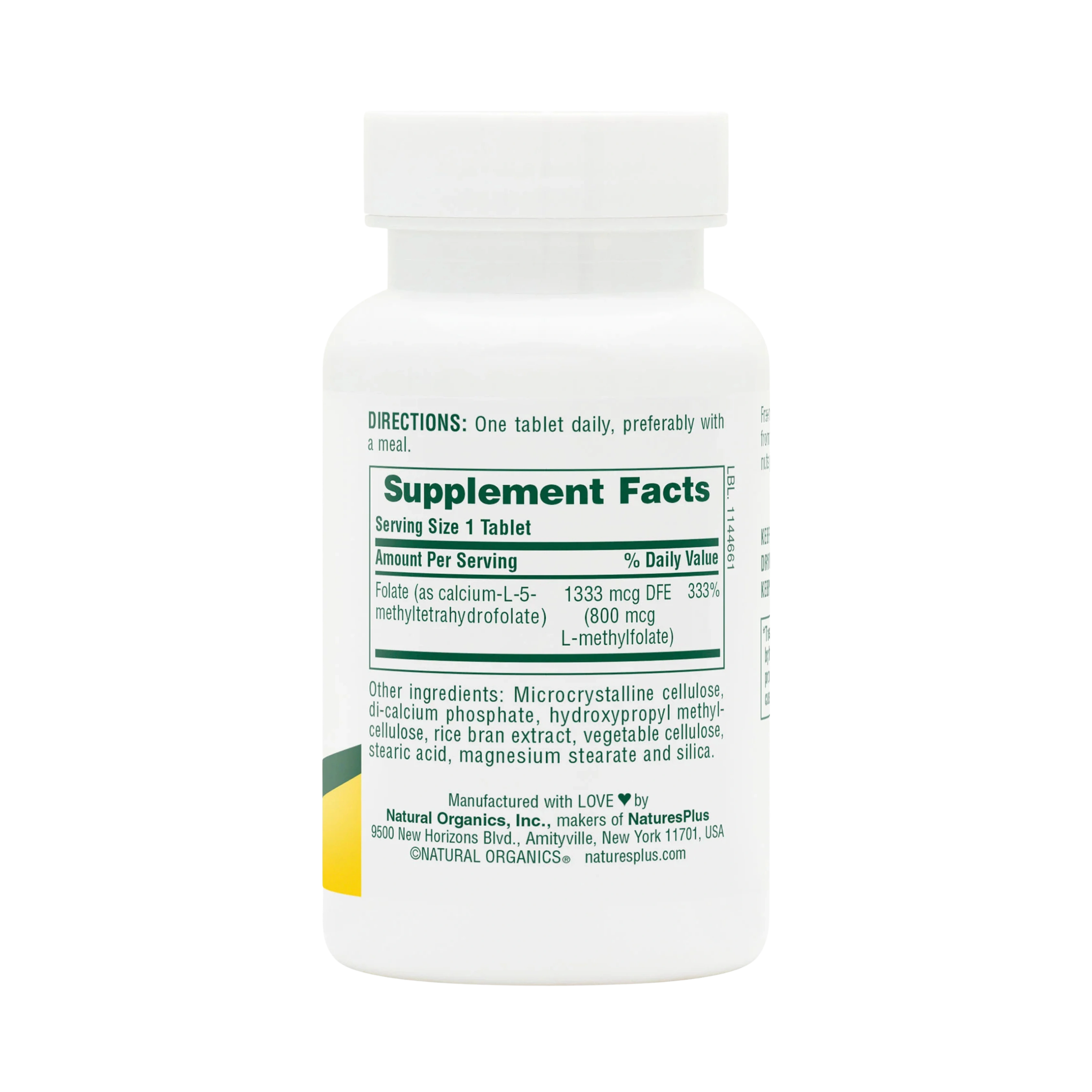 NaturesPlus, Folic Acid as Methylfolate, 800 Mcg, 90 Tablets