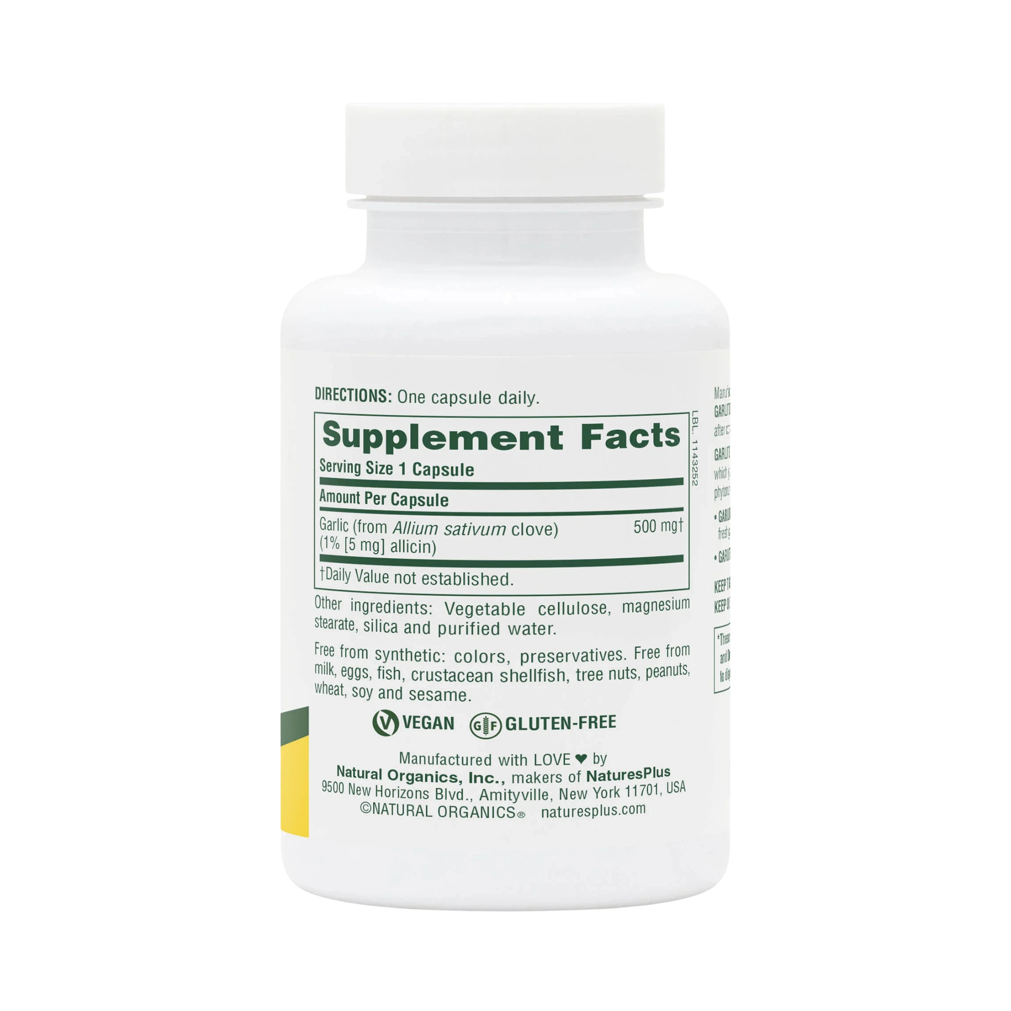 NaturesPlus, Garlite, 500 Mg, 90 Capsules