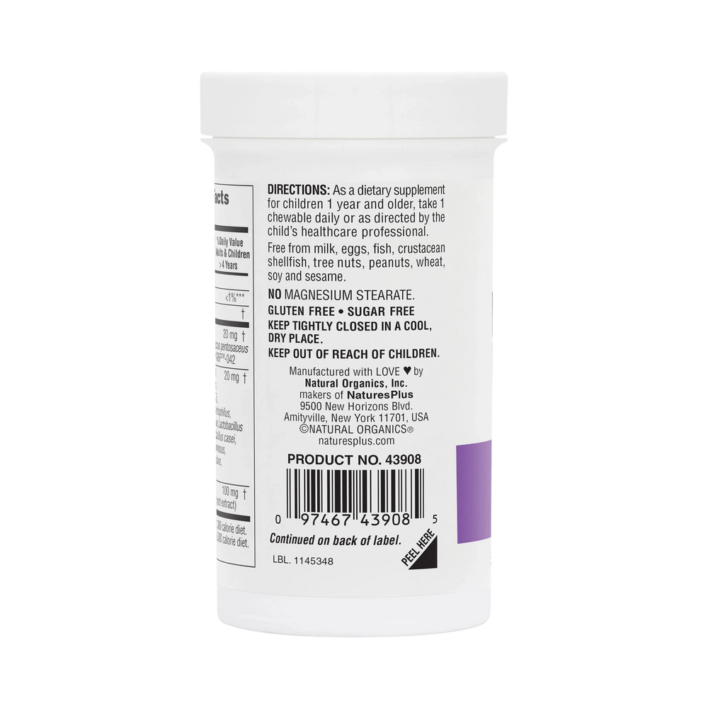 NaturesPlus, GI Natural Probiotic Kids, Delicious Mixed Berry, 7 Billion CFU, 30 Chewables