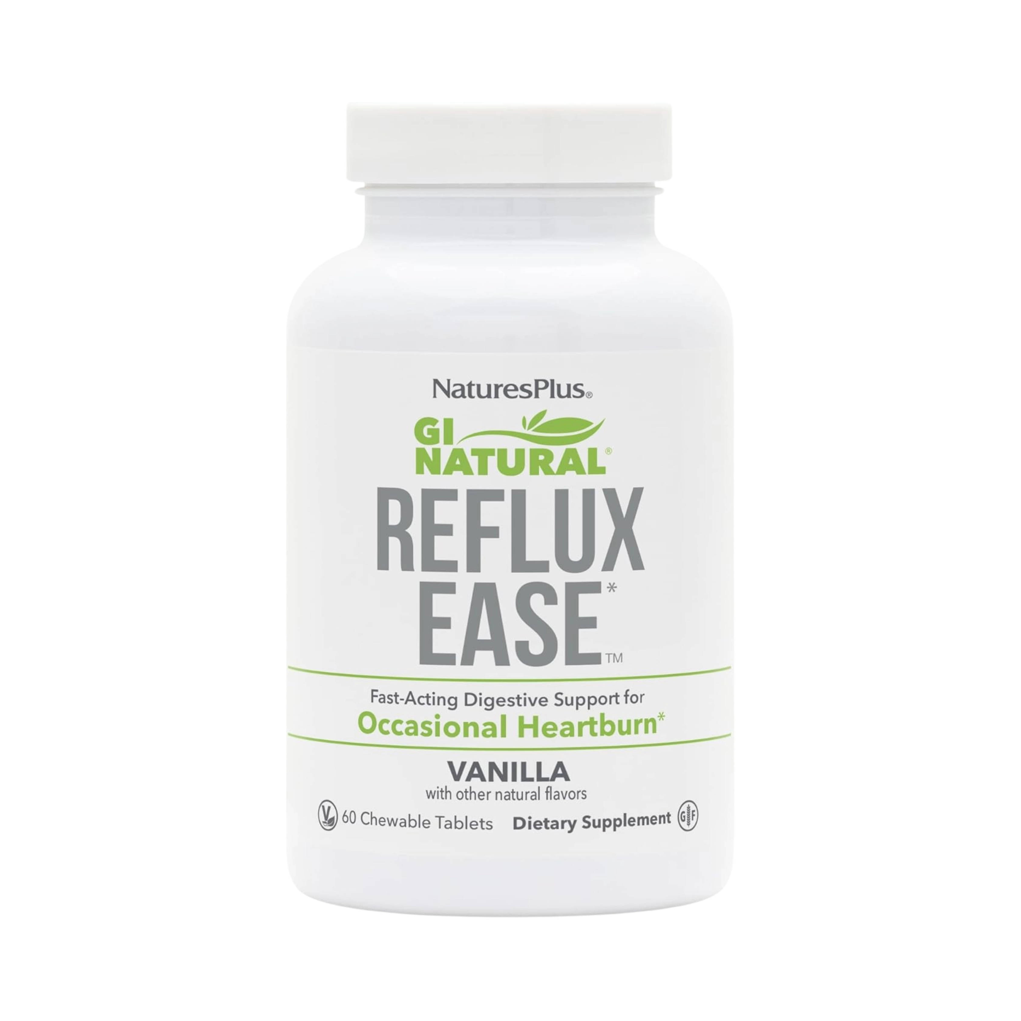 NaturesPlus, Gi Natural, Reflux Ease, Vanila, 60 Chewable Tablets