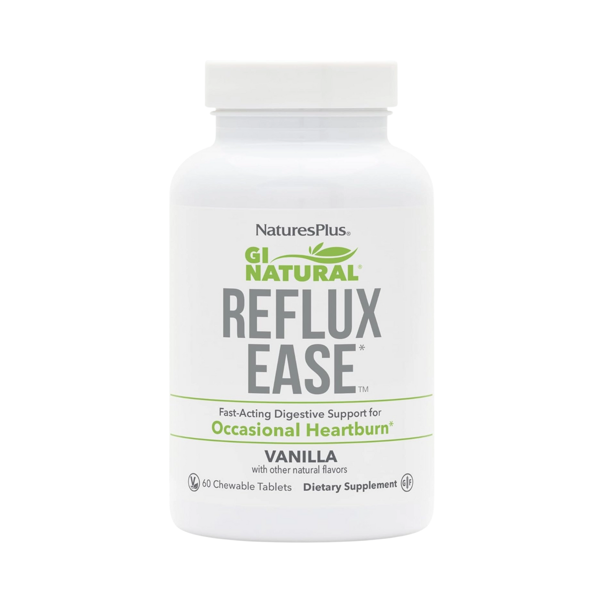 NaturesPlus, Gi Natural, Reflux Ease, Vanila, 60 Chewable Tablets