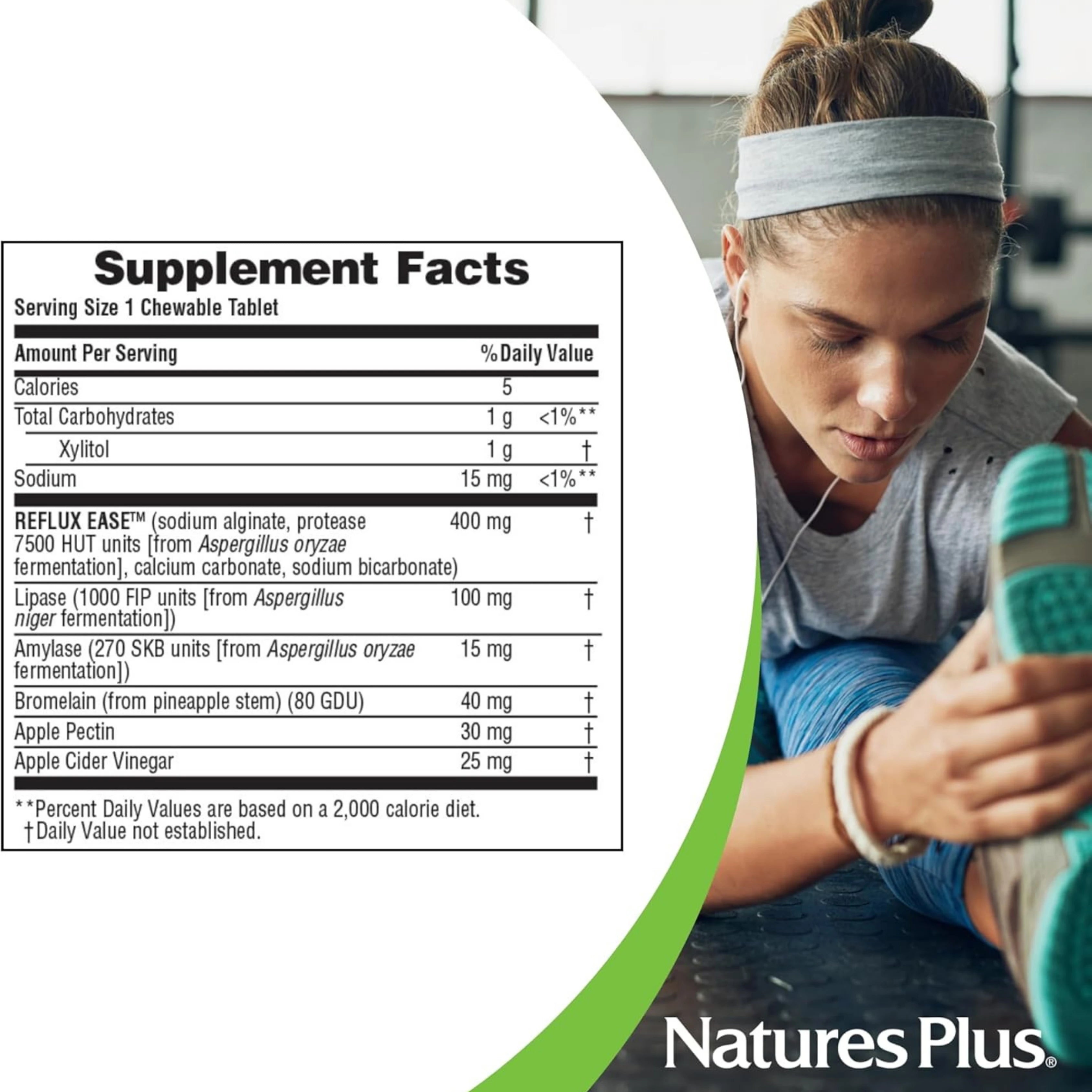 NaturesPlus, Gi Natural, Reflux Ease, Vanila, 60 Chewable Tablets