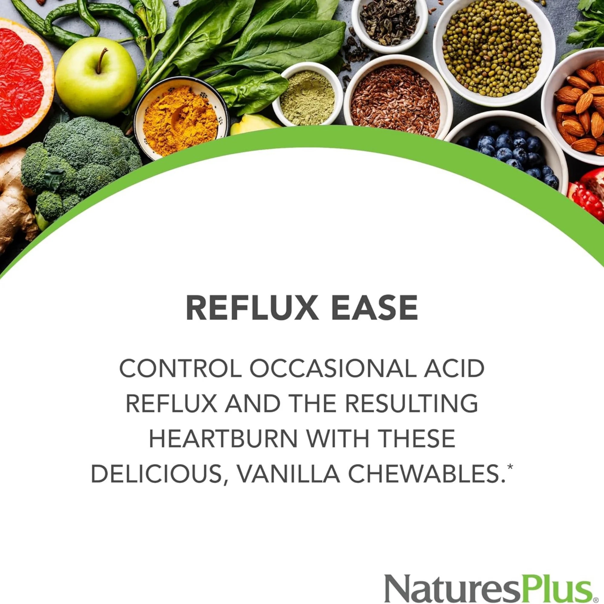 NaturesPlus, Gi Natural, Reflux Ease, Vanila, 60 Chewable Tablets