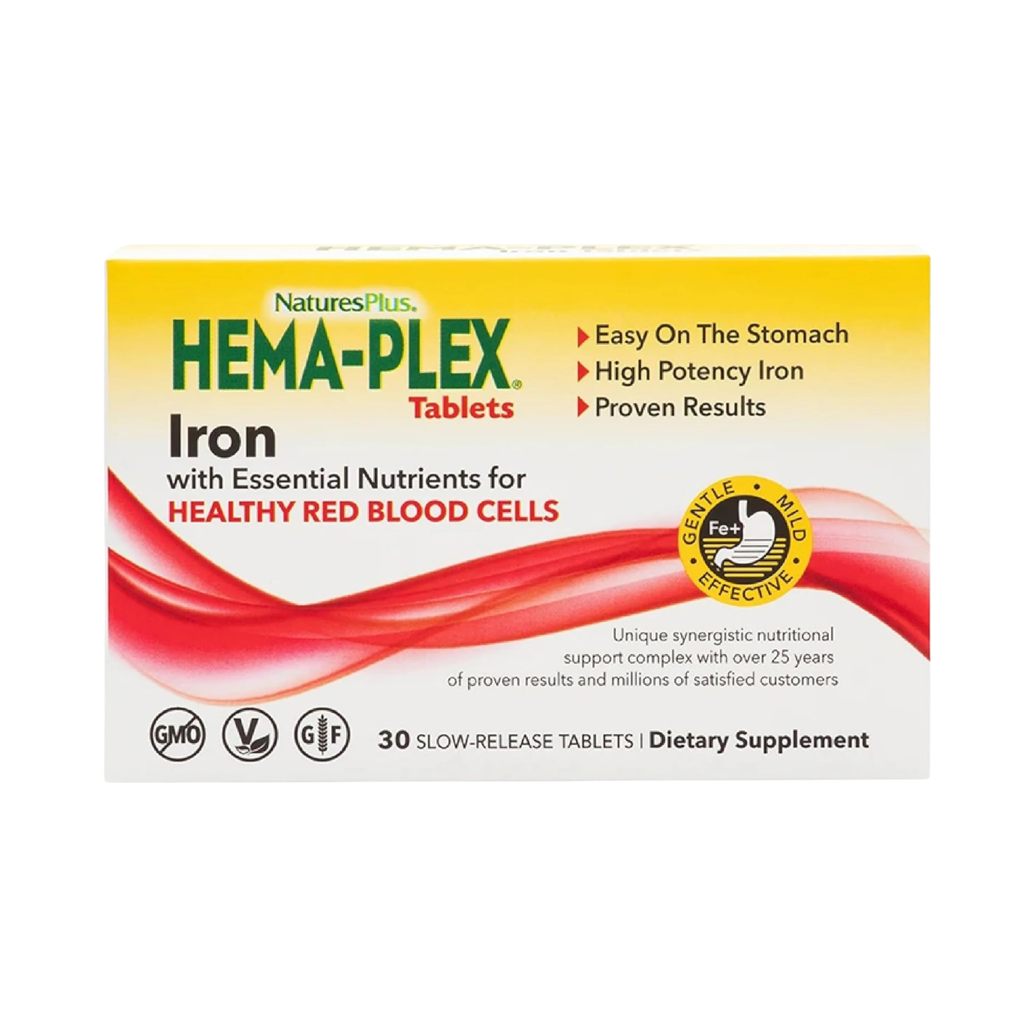 NaturesPlus Hema-Plex Iron, 85 Mg Chelated Iron, 30 Slow-Release Tablets