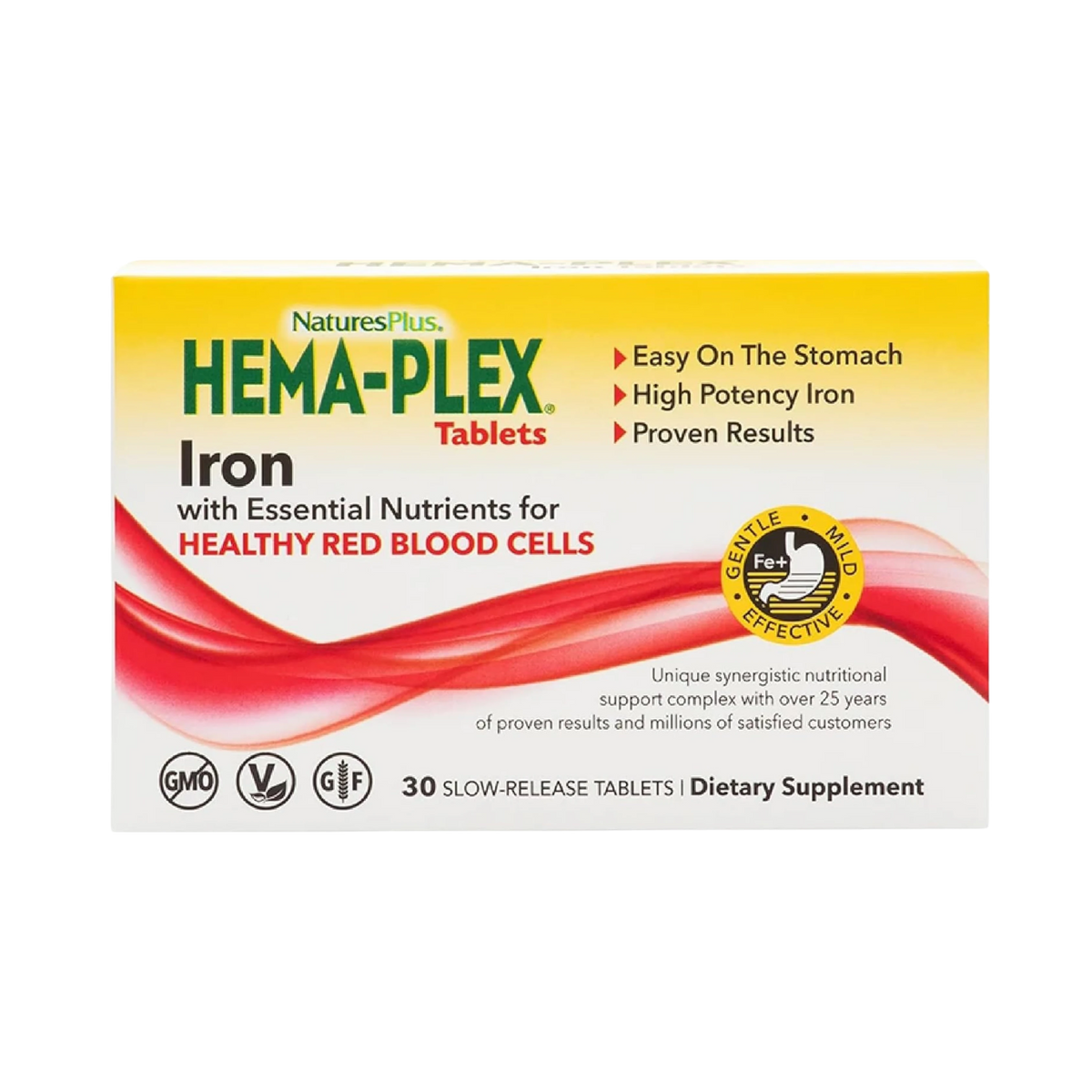 NaturesPlus Hema-Plex Iron, 85 Mg Chelated Iron, 30 Slow-Release Tablets