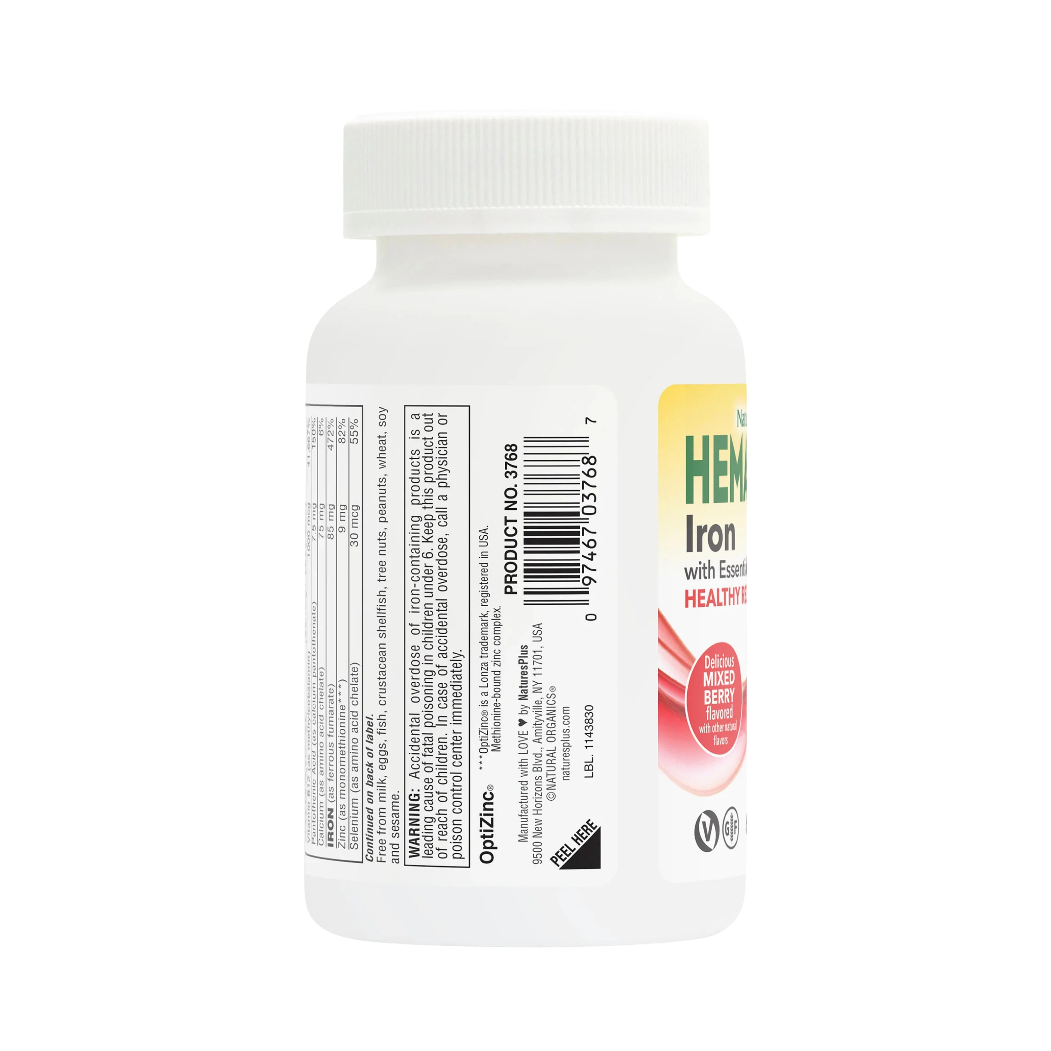 NaturesPlus, Hema-Plex Iron Chewables, Mixed Berry, 60 Chewable Tablets