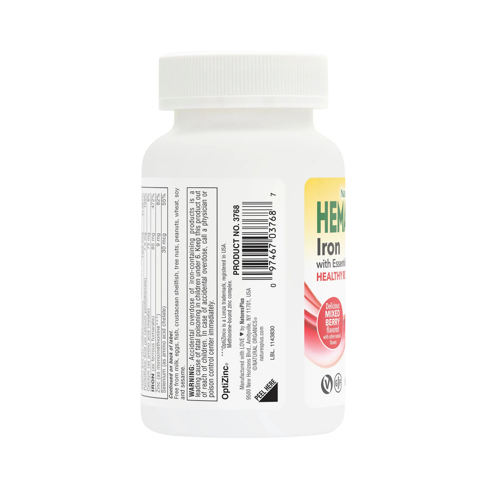 NaturesPlus, Hema-Plex Iron Chewables, Mixed Berry, 60 Chewable Tablets