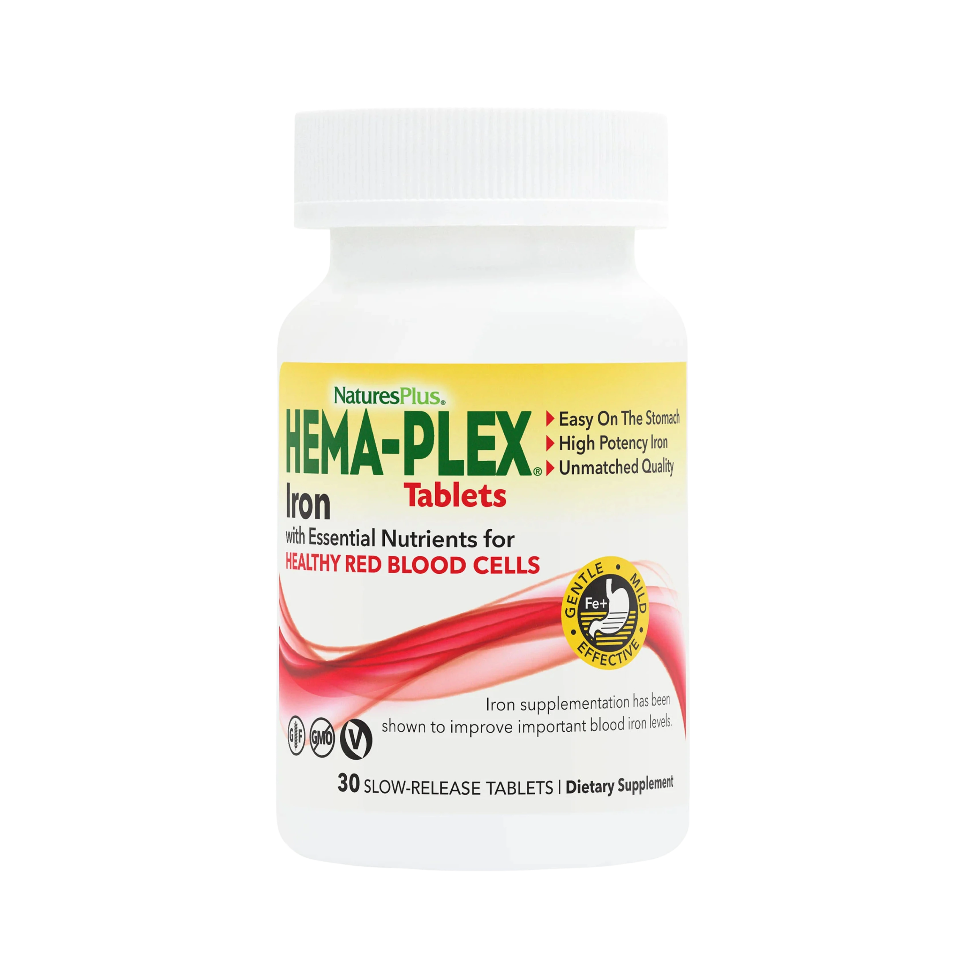 NaturesPlus, Hema-Plex, Iron with Essential Nutrients, 30 Slow Release Tablets