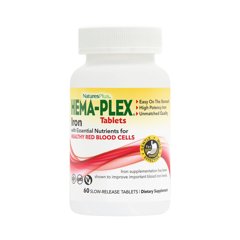 NaturesPlus, Hema-Plex, Iron with Essential Nutrients, 60 Slow-Release Tablets