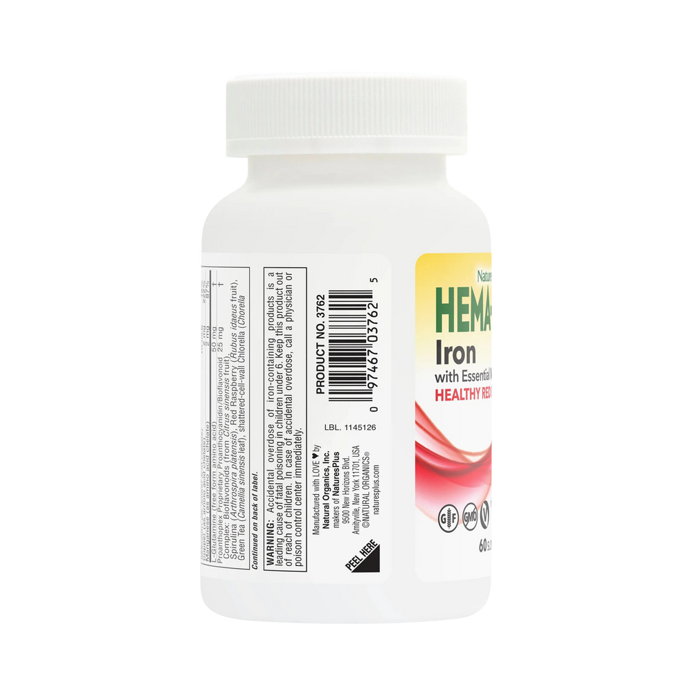 NaturesPlus, Hema-Plex, Iron with Essential Nutrients, 60 Slow-Release Tablets