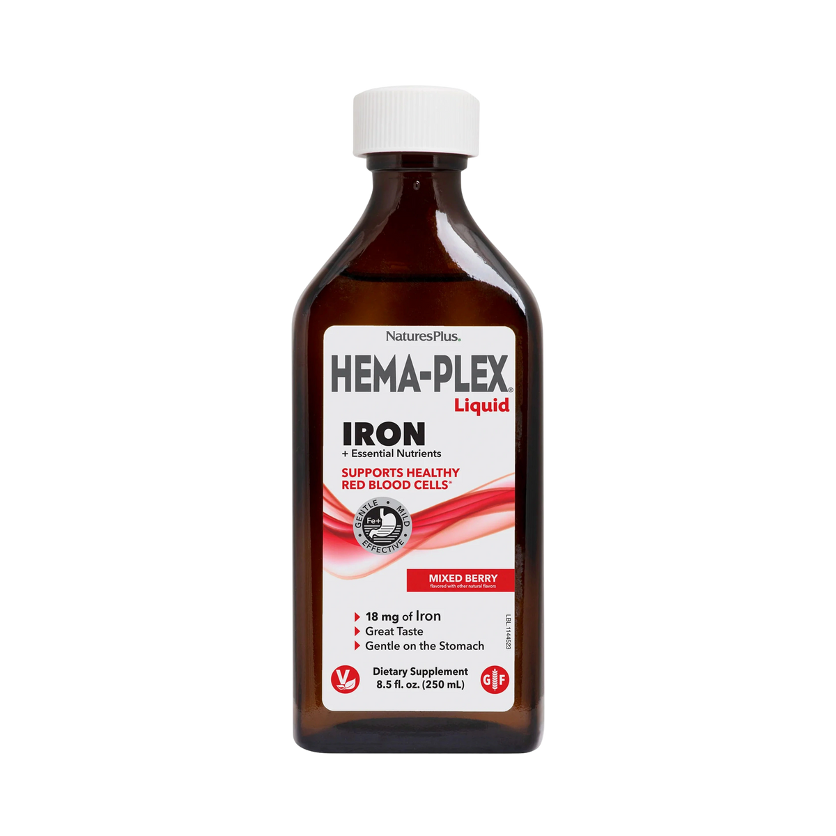 NaturesPlus, Hema-Plex Liquid, Iron + Essential Nutrients, Mixed Berry, 8.5 Fl Oz