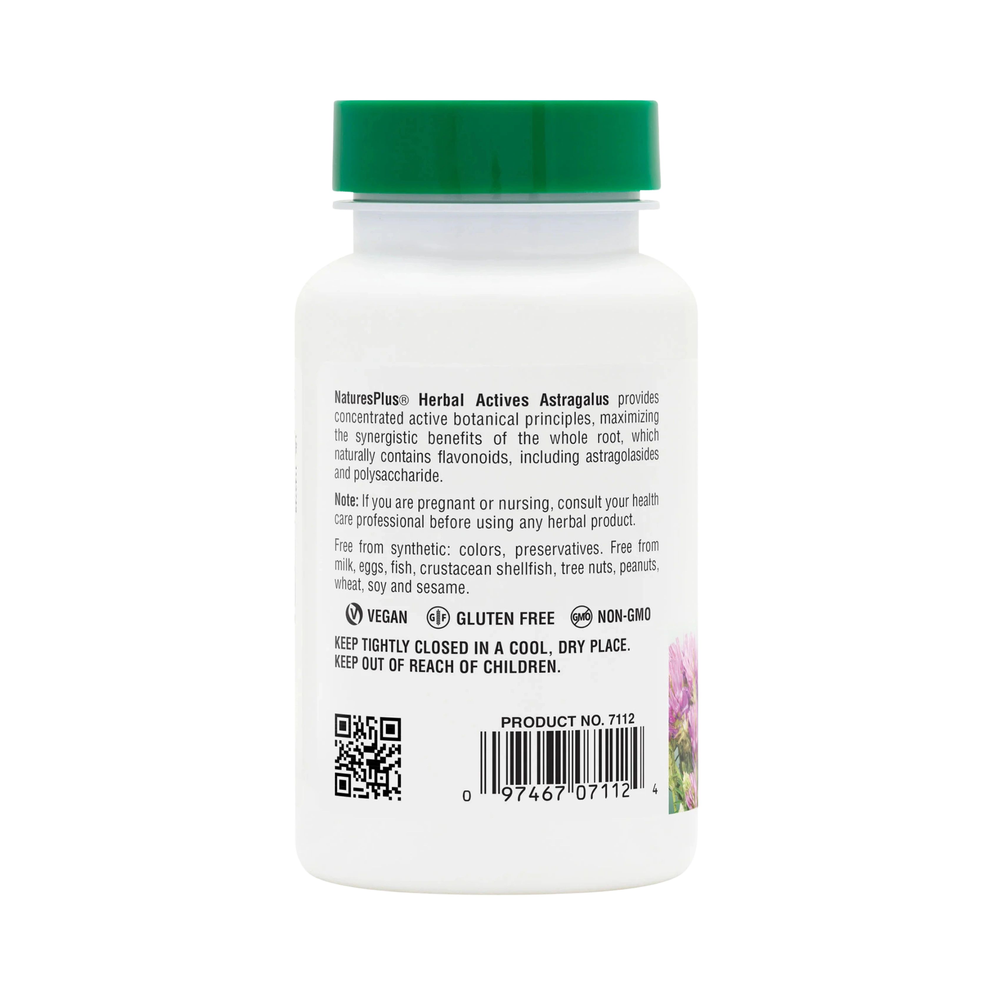 NaturesPlus, Herbal Actives, Astragalus, 450 Mg, 60 Capsules