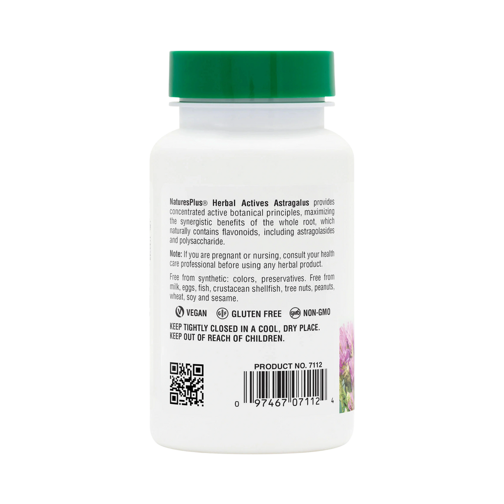 NaturesPlus, Herbal Actives, Astragalus, 450 Mg, 60 Capsules