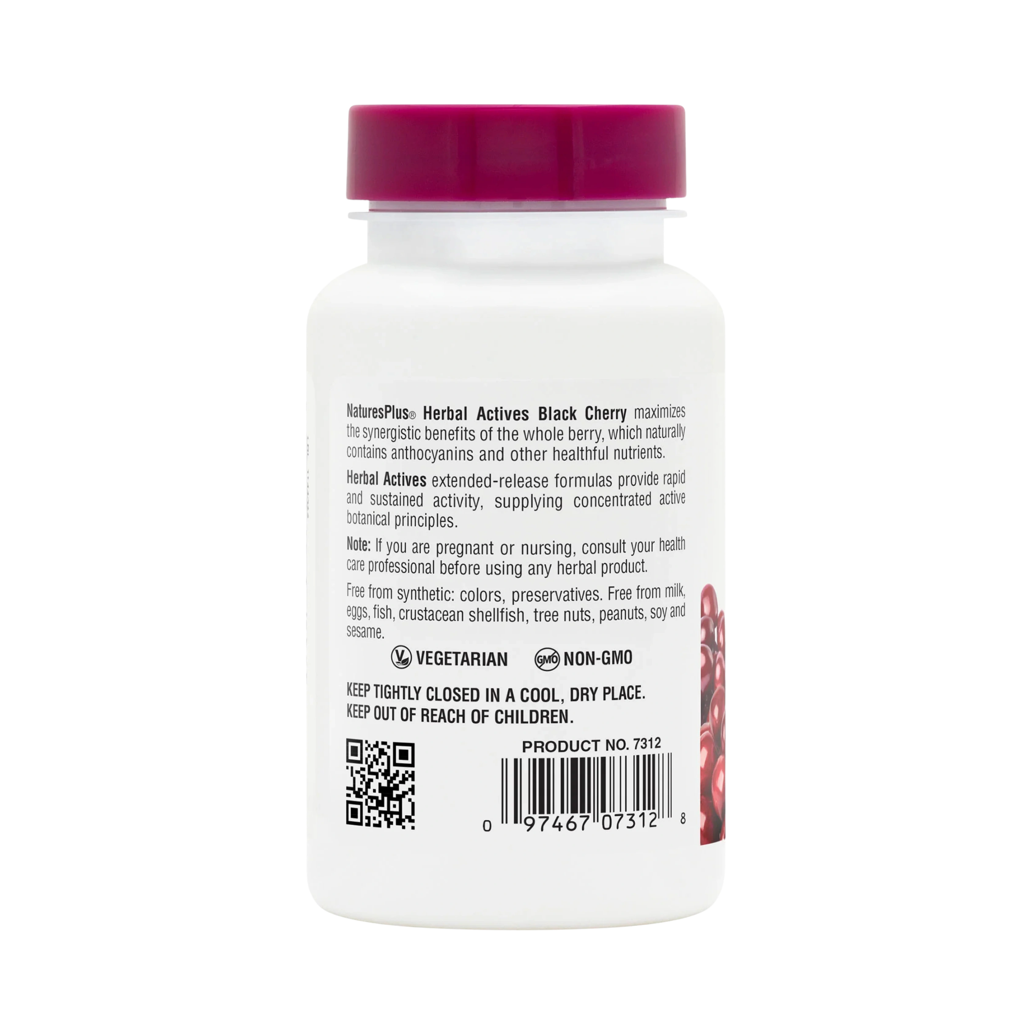 NaturesPlus, Herbal Actives, Black Cherry, 750 Mg, 30 Tablets