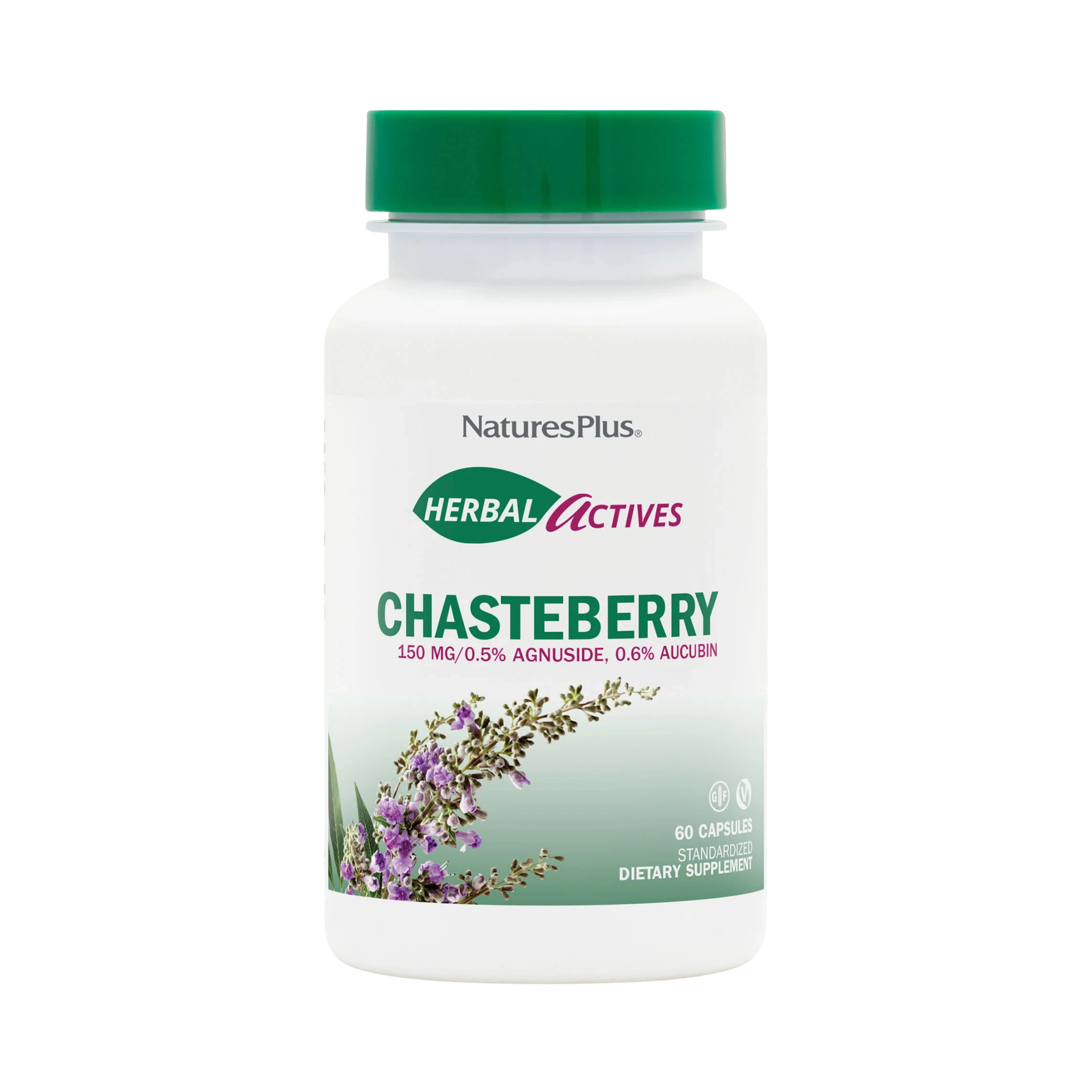 NaturesPlus, Herbal Actives, Chasteberry, 150 Mg, 60 Vegan Capsules
